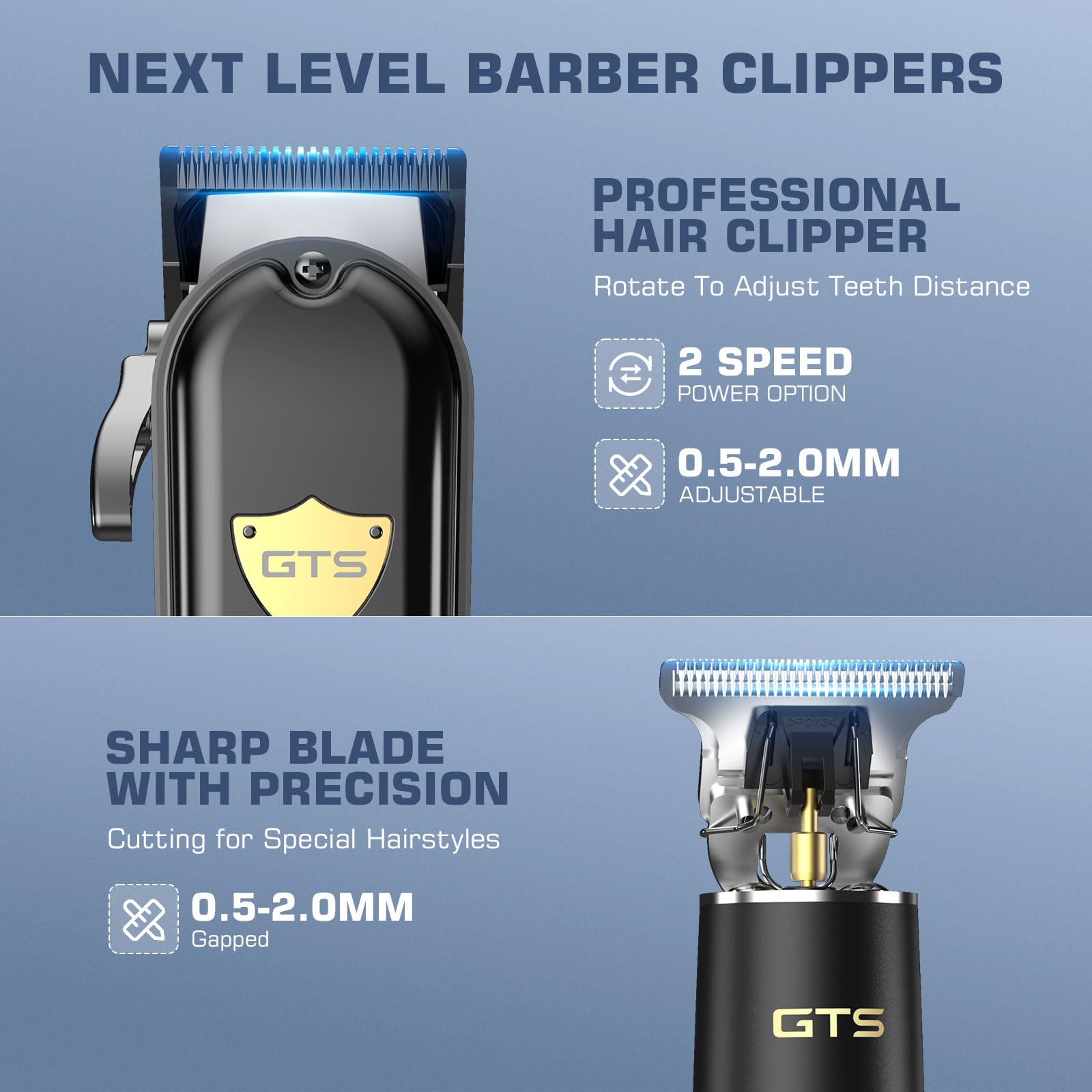 Light Slate Gray GTSPro Hair Clippers for Men, Clippers and Trimmers Set, Barber Clippers, Electric Hair Trimmer with Box, Gifts for Men Black