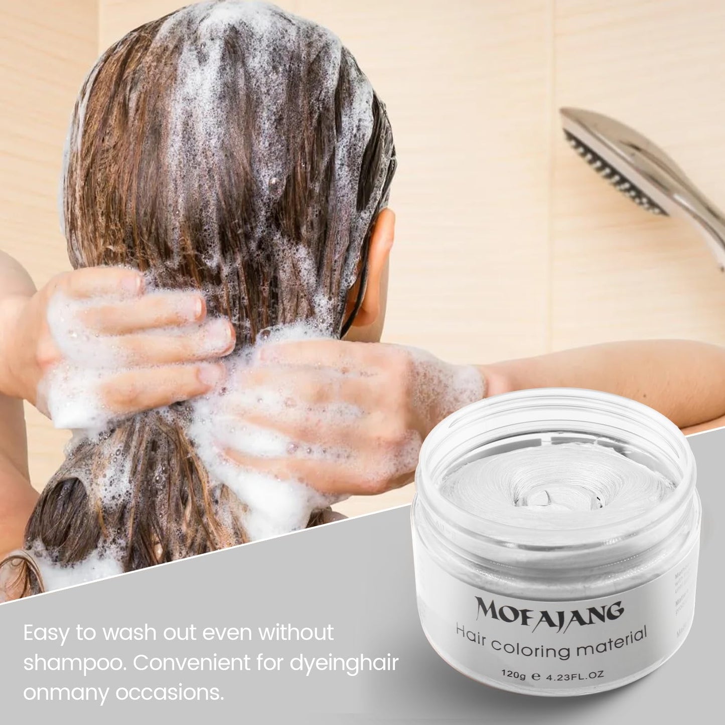 Gray White Temporary Hair Color Wax - SOVONCARE Washable Hair Dye for Men & Women, All-Day Hold Disposable Hair Styling Clays for Party, Cosplay & Daily 4.23 oz