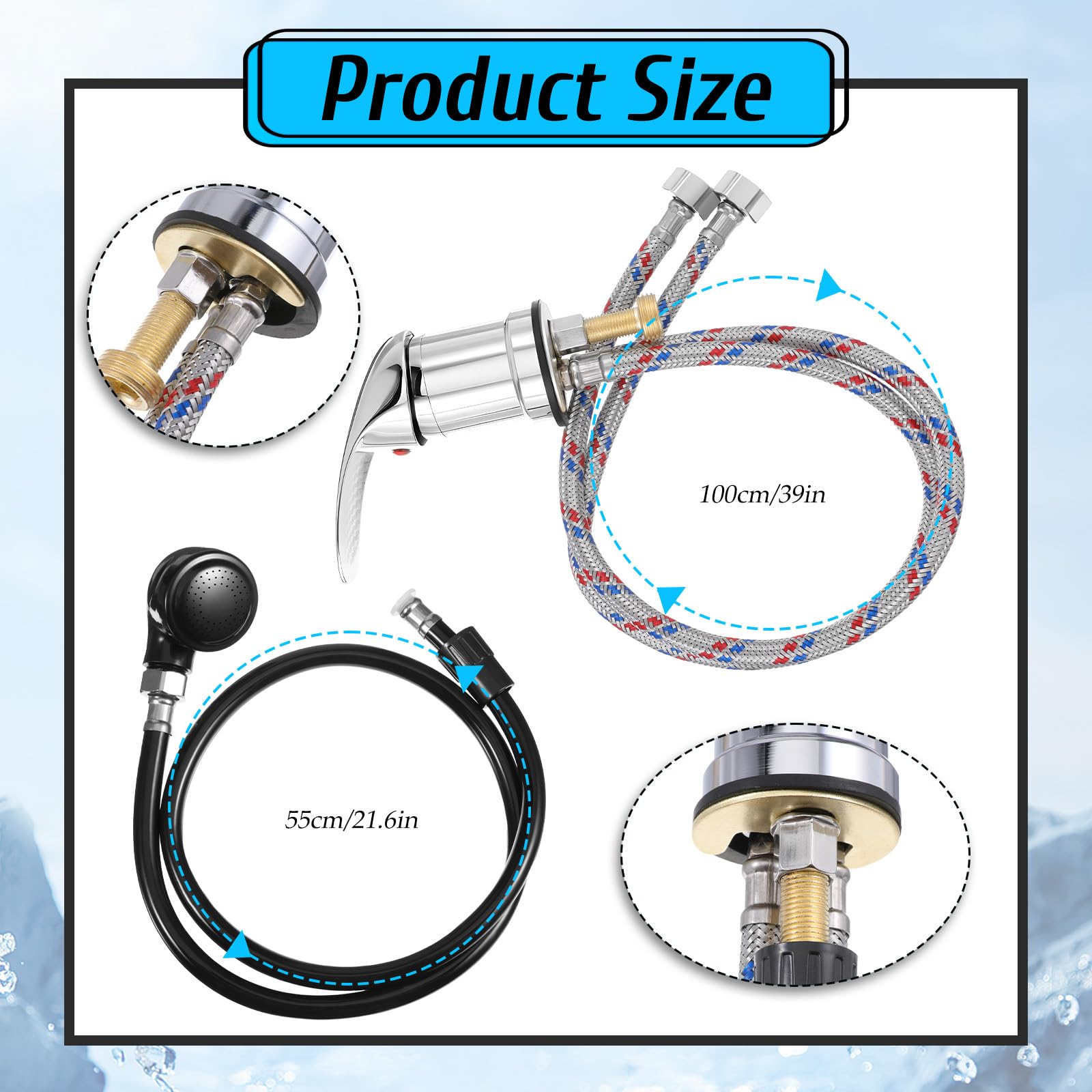White Smoke Salon Shampoo Bowl Faucet, Zinc Alloy Salon-Shampoo Bowl Faucet and Sprayer Kit with Spray Hose, Salon-Sink Faucet-Replacement or Salon Sink Parts for Shampoo Bed