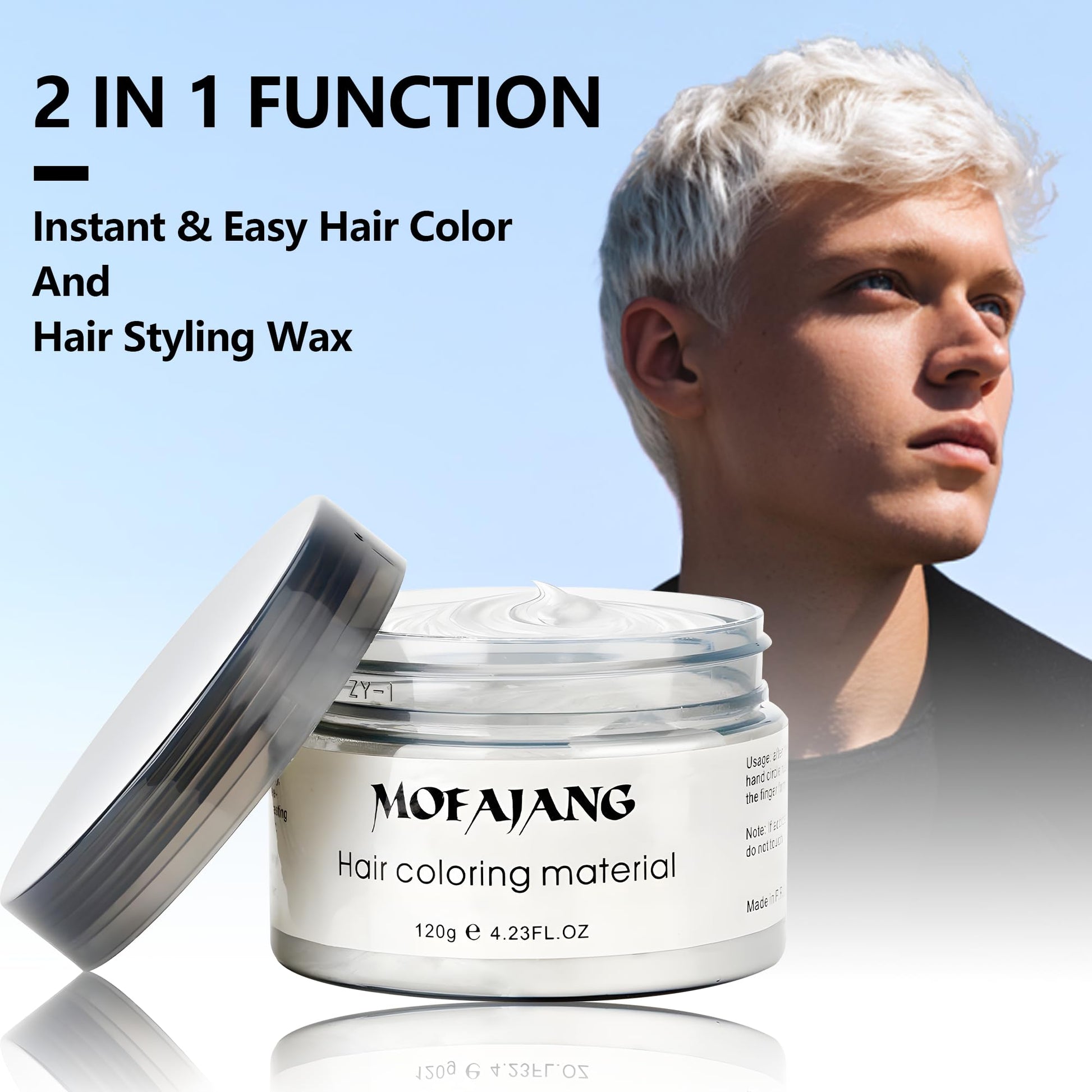 White Smoke White Temporary Hair Color Wax - SOVONCARE Washable Hair Dye for Men & Women, All-Day Hold Disposable Hair Styling Clays for Party, Cosplay & Daily 4.23 oz