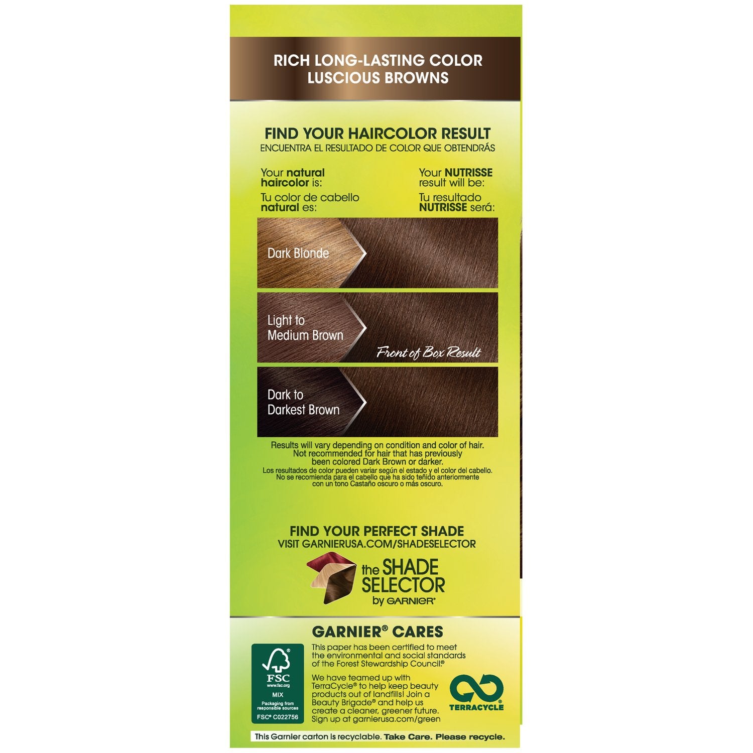 Dark Khaki Garnier Nutrisse Nourishing Hair Color Creme, 50 Medium Natural Brown (Truffle) (Packaging May Vary)