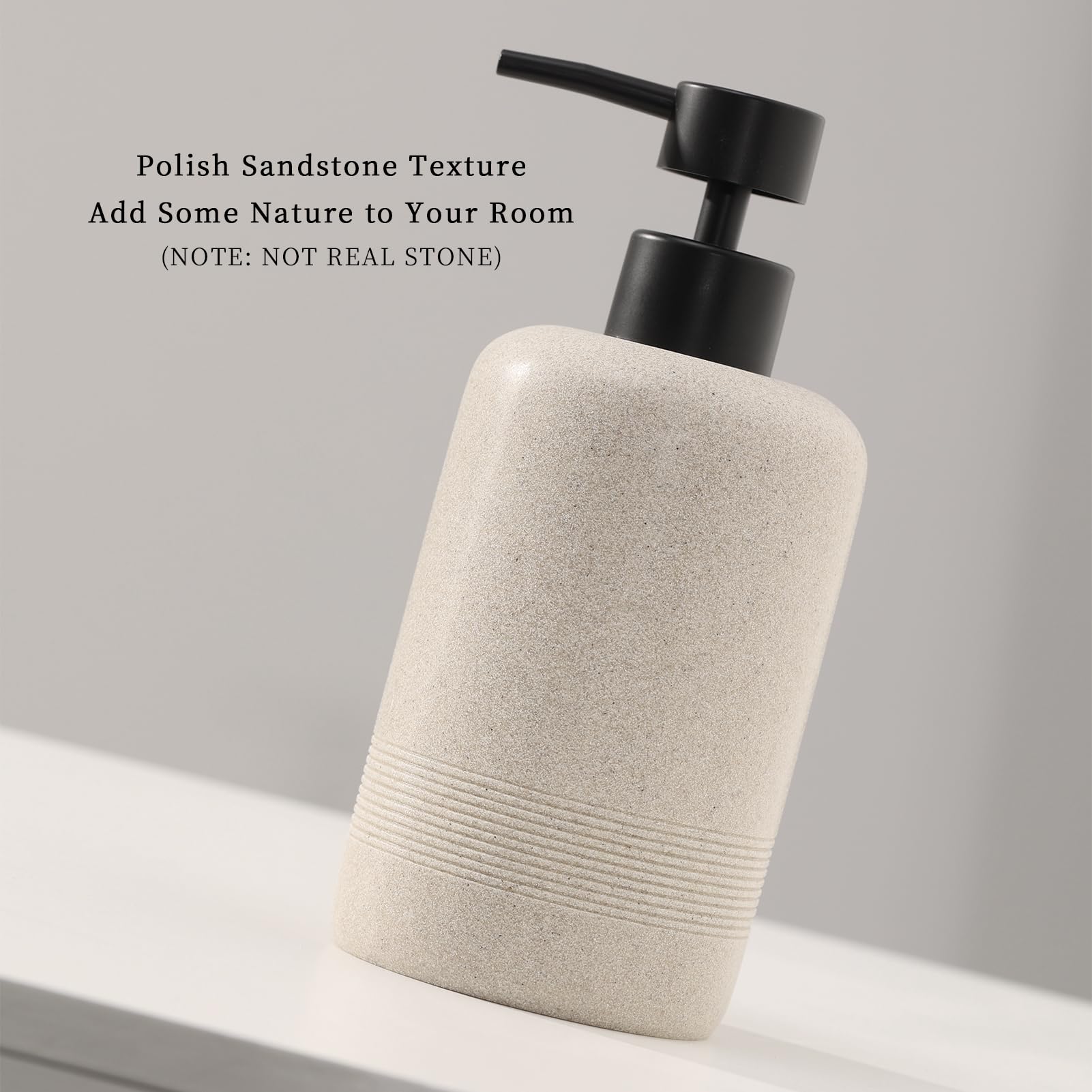Gray Haocoott Soap Dispensers 400ML 13OZ, 2 PCS Hand Dish Lotion Shampoo Lotion Soap Dispenser Jar, Resin Premium Thick Soap Pump Bottles for Kitchen Bathroom Countertop (Beige)