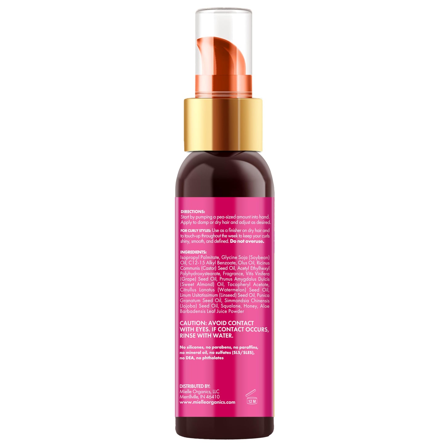 White Smoke Mielle Organics Pomegranate & Honey Shine Oil, Lightweight Hair Oil for Curly & Coily Hair, Adds Shine, Locks in Moisture, Smooths Frizz, Heat Protection, Non-Greasy Finish, Type 4 Hair, 4 fl oz