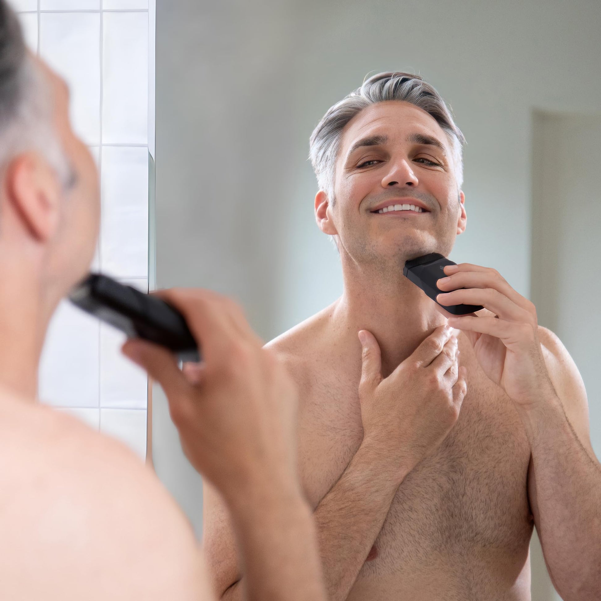 Dark Gray MANSCAPED® The Handyman™ Compact Face Shaver – Portable Men’s Travel Facial Hair Groomer, USB-C Rechargeable Razor, Electric Foil Face Shaver, Waterproof, Cordless, Dual-Action SkinSafe® Foil Blades