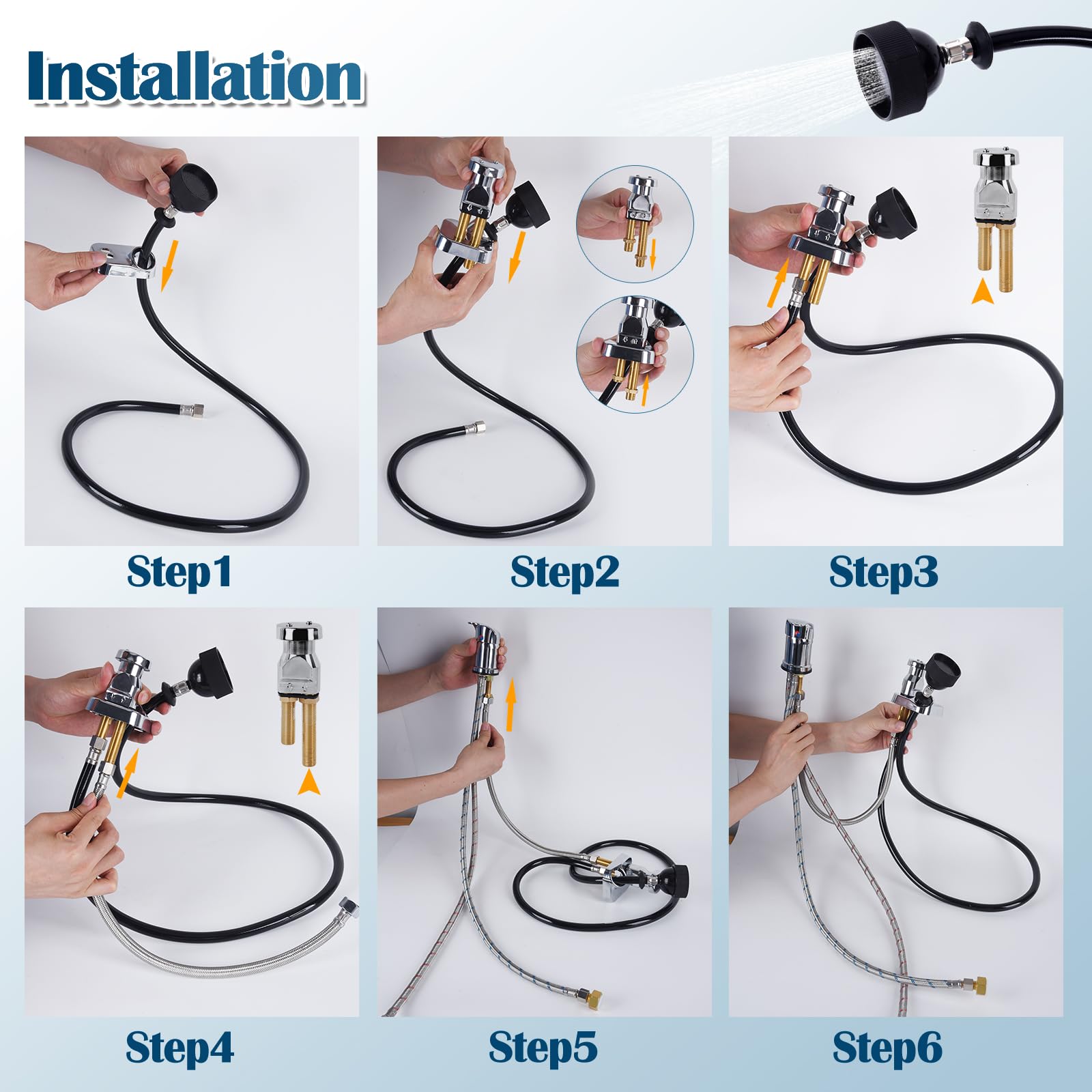 White Smoke Salon Shampoo Bowl Faucet Vacuum Breaker Kit, Salon Faucet for Shampoo Bowl,Hair Salon Sink Sprayer Hose Set