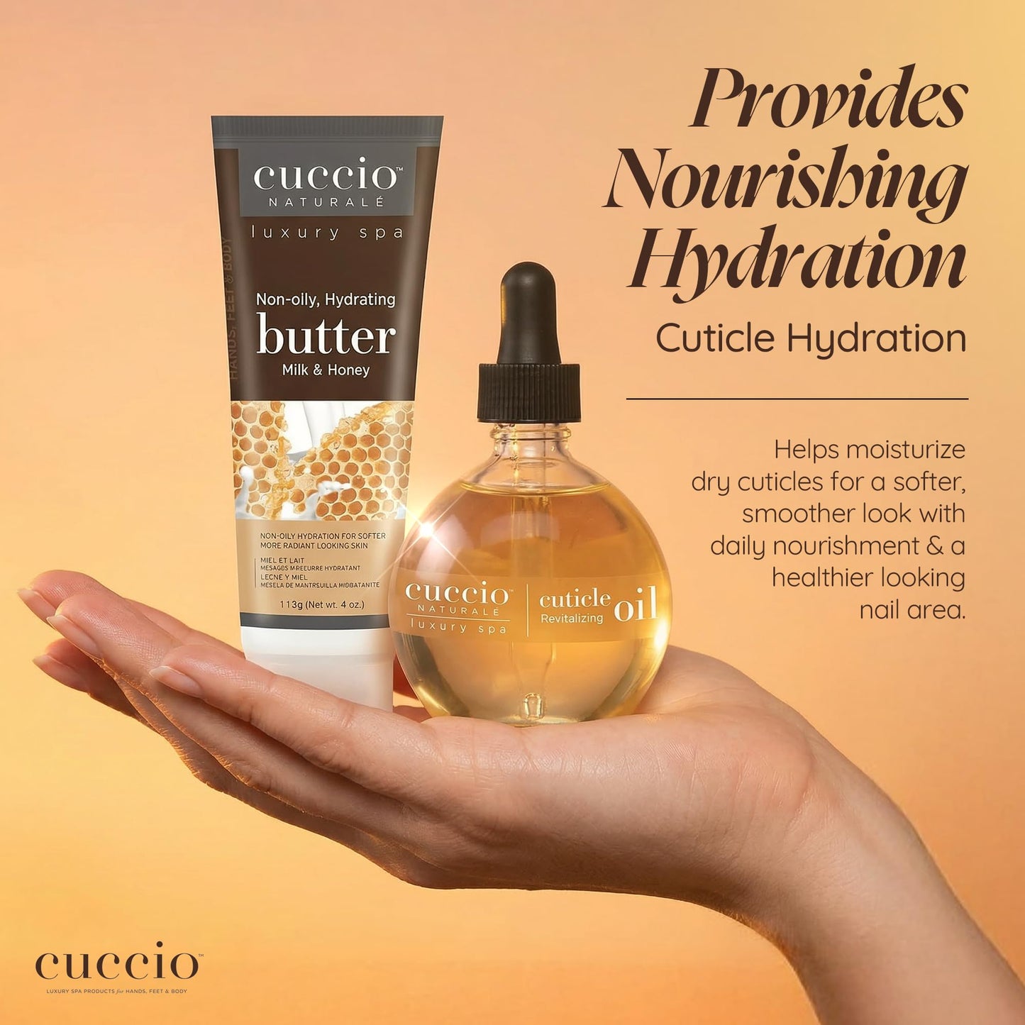 Light Goldenrod Cuccio Naturale Luxury Spa Hydration Essentials Set - Provides Nourishing Hydration - Soothes And Softens The Skin - Delivers A Relaxing Feeling - Milk And Honey - 2 Pc Body Butter And Cuticle Oil