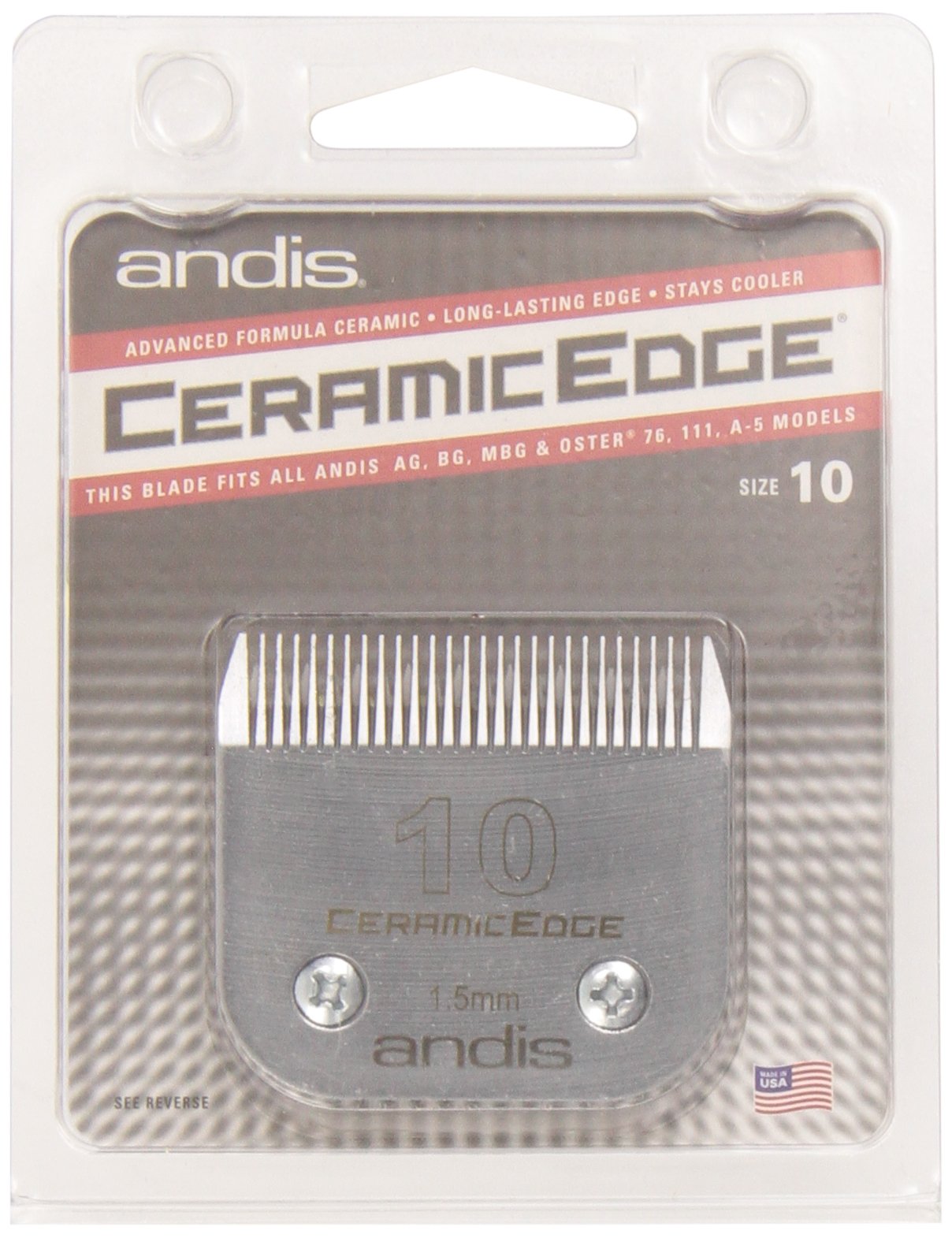 Lavender Andis – 64315, Ceramic Edge Detachable Pet Clipper Blade – Carbon-Infused Steel with Sharp Cutting Tech, Runs Cooler & Stays Sharper, Resists Rust & Heat, Size-10 - Fits AG, AGC & BDC Series, Chrome