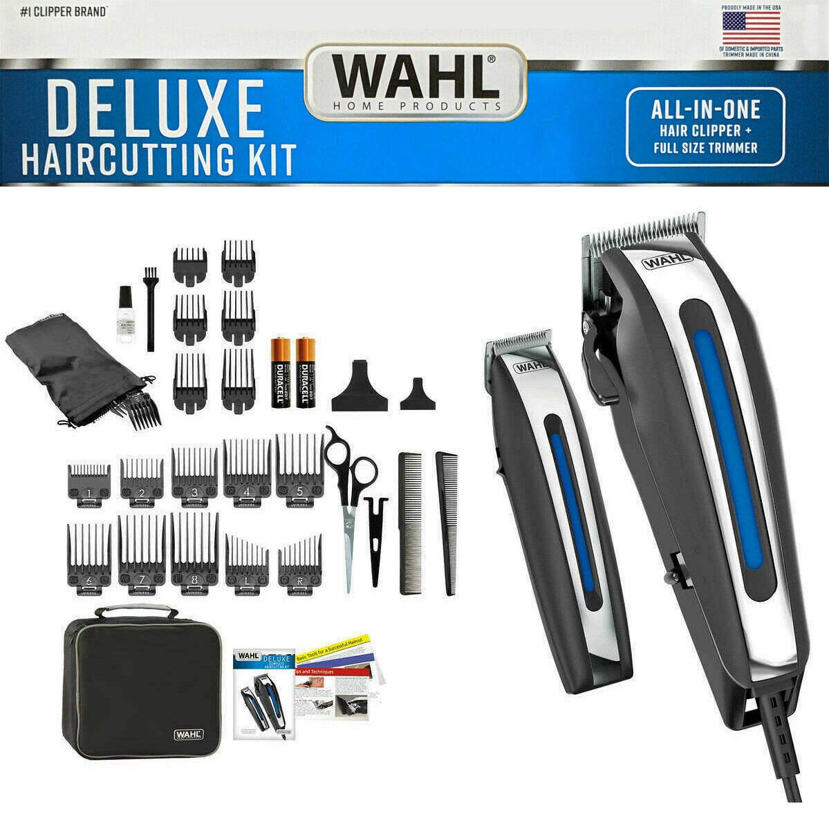 White Smoke WAHL Deluxe Complete Hair Cutting Kit 29 Piece Clipper Set with Beard Trimmer -Retail $125+!!! BY AMPLEXPO