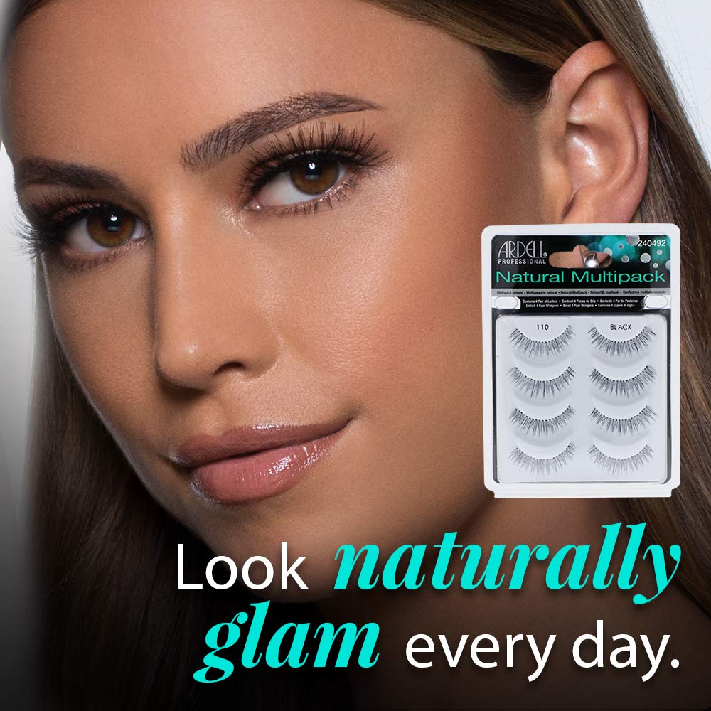 Black Ardell Natural Multipack False Eyelashes 110 - Black, Lightweight Lashes for Everyday Wear, Comfortable Invisiband Strip Lashes, 2 Pack