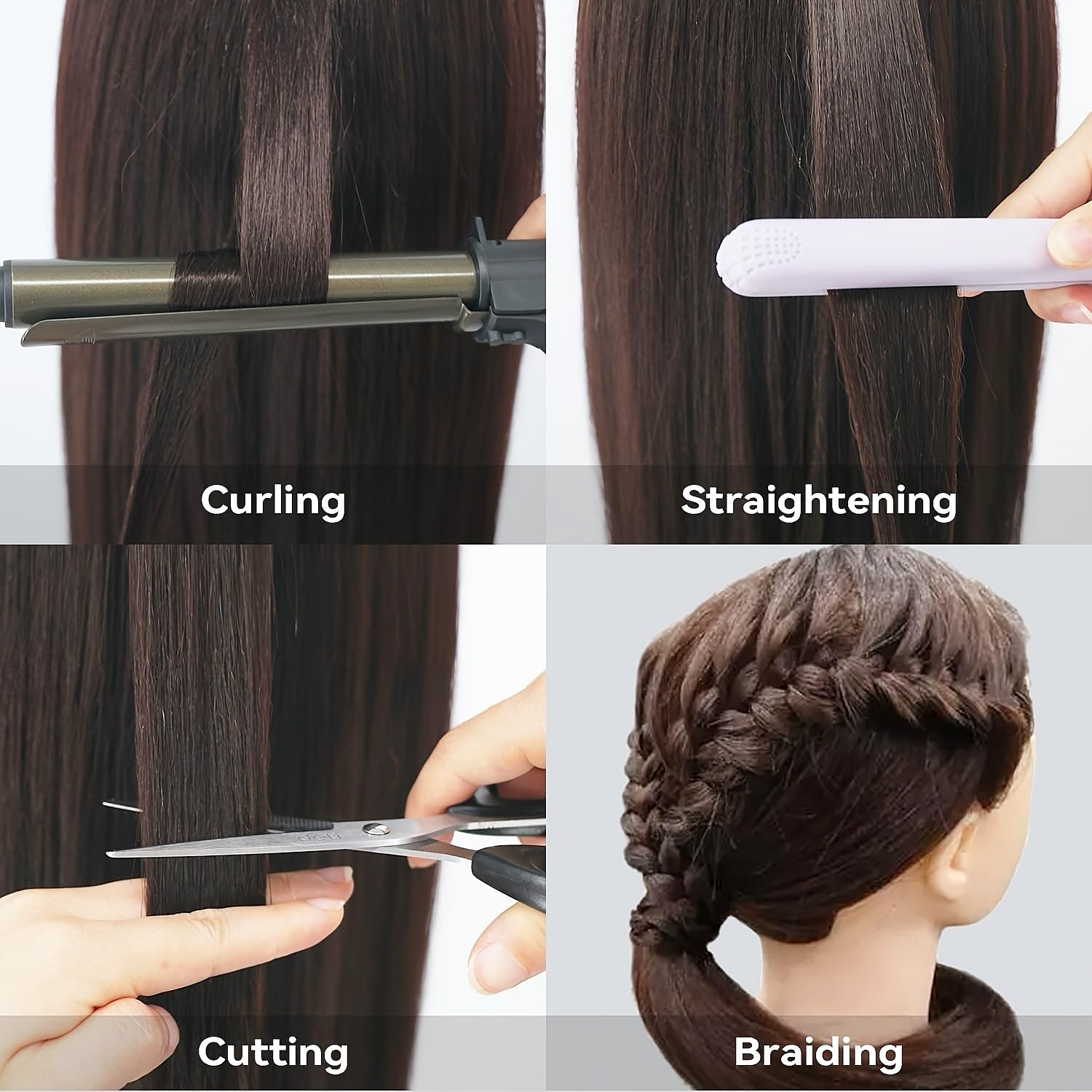 Dark Slate Gray Czrleaty 80% Real Human Hair Mannequin Head for Braiding - Manikin Head for Hair Styling Practice, 28" Professional Training Mannequin Head with Hair for Beauty School Students