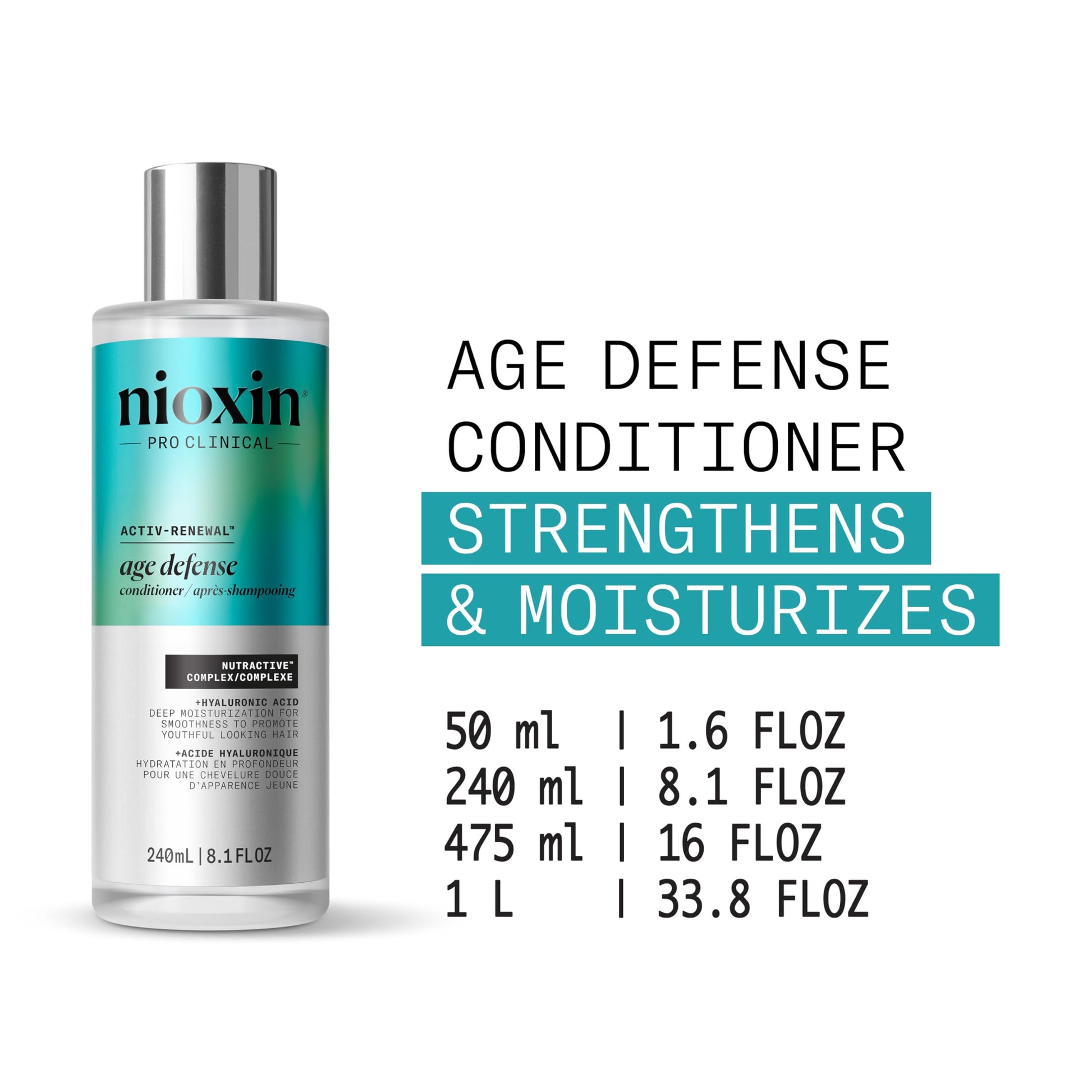 White Smoke NIOXIN Age Defense Conditioner for Aging Hair | Strengthening Conditioner with Hyaluronic Acid | 8.1 Fl Oz | 240mL