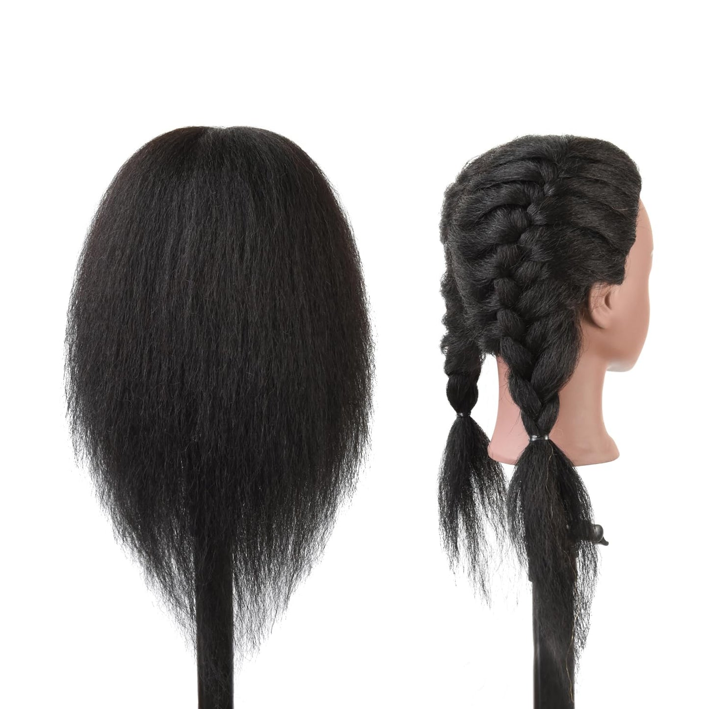 White Smoke Mannequin Head Hair Styling Training Head 14 inches Manikin Cosmetology Doll Head for Hairdresser Practice Braiding with Clamp Stand (Black)