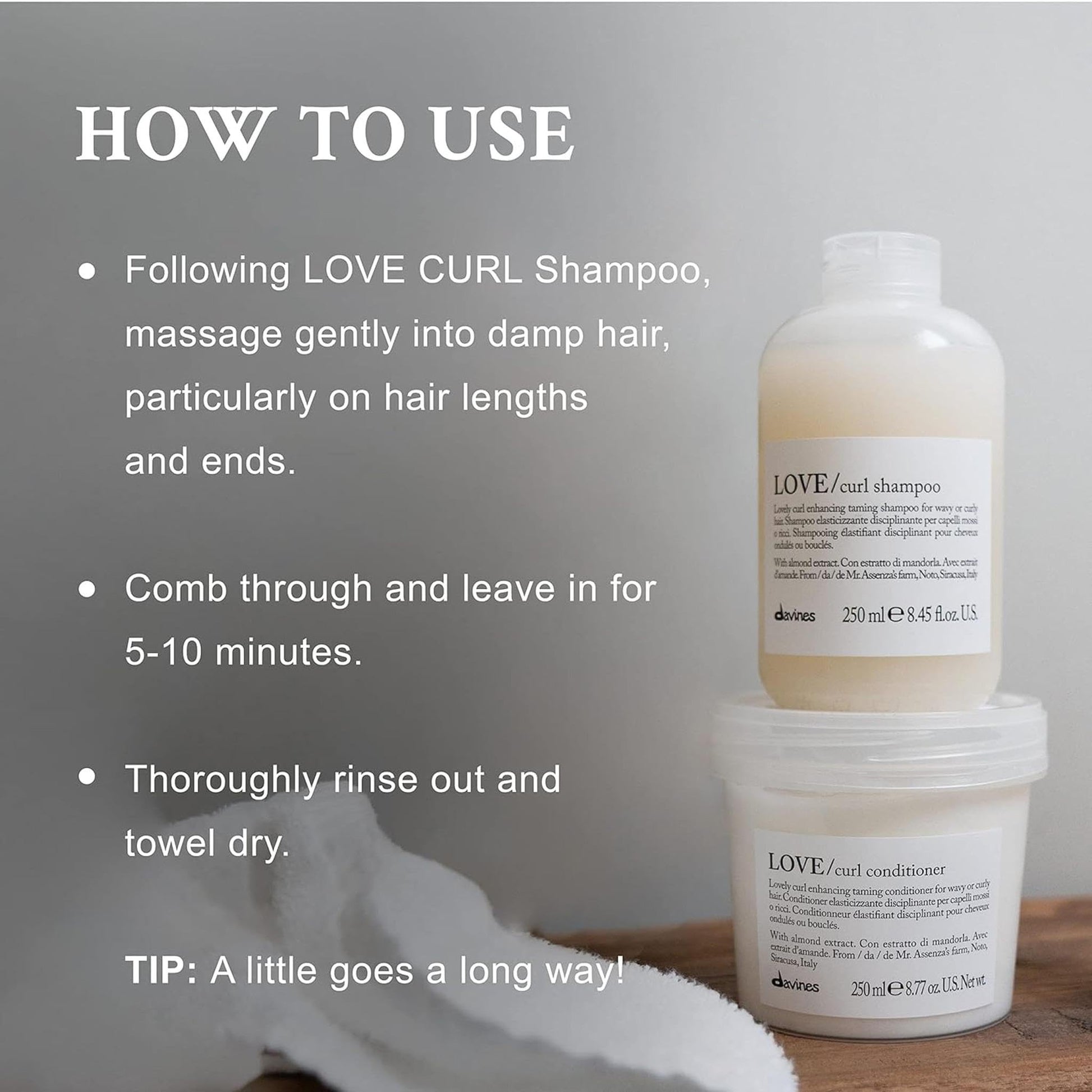 Dim Gray Davines LOVE Curl Conditioner, Enhancing Taming Protein-Rich Formula for Wavy and Curly Hair - Elasticizing Treatment Gives Softness & Volume with Almond Extract, Travel Size, 2.54 Fl Oz
