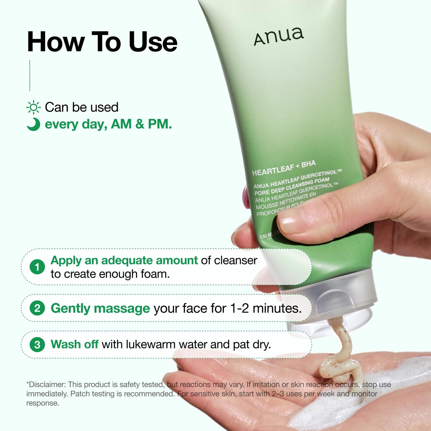White Smoke Anua Heartleaf Quercetinol Pore Deep Cleansing Foam, Face wash for Pore Refining Cleanser, Hydrating Daily Facial Cleanser For Double Cleansing, Gentle Foaming with BHA, Korean Skincare, 5.07 fl.oz.