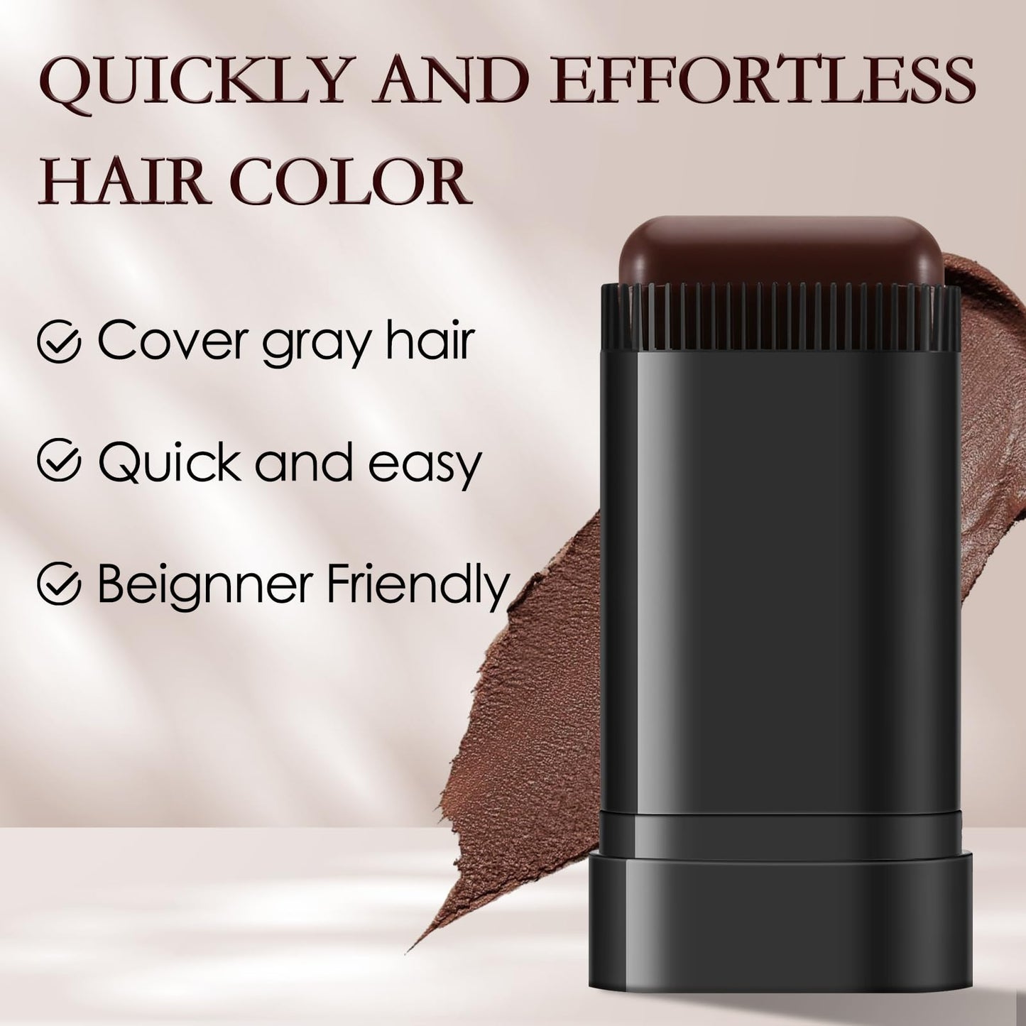 Light Gray Boobeen Root Touch Up Hair Color Stick，Blendable Hairline Powder for Gray Coverage，Long Lasting Root Cover Up & Thinning Edges,Natural Finish for Women & Men