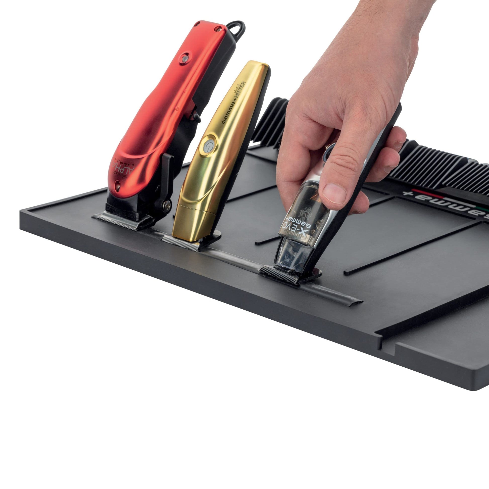 White Smoke GAMMA+ Professional Barber Appliance Magnetic Mat and Station Organizer, Anti-Slip, Durable Heat Resistant Silicone, Hair Styling Tools, Black