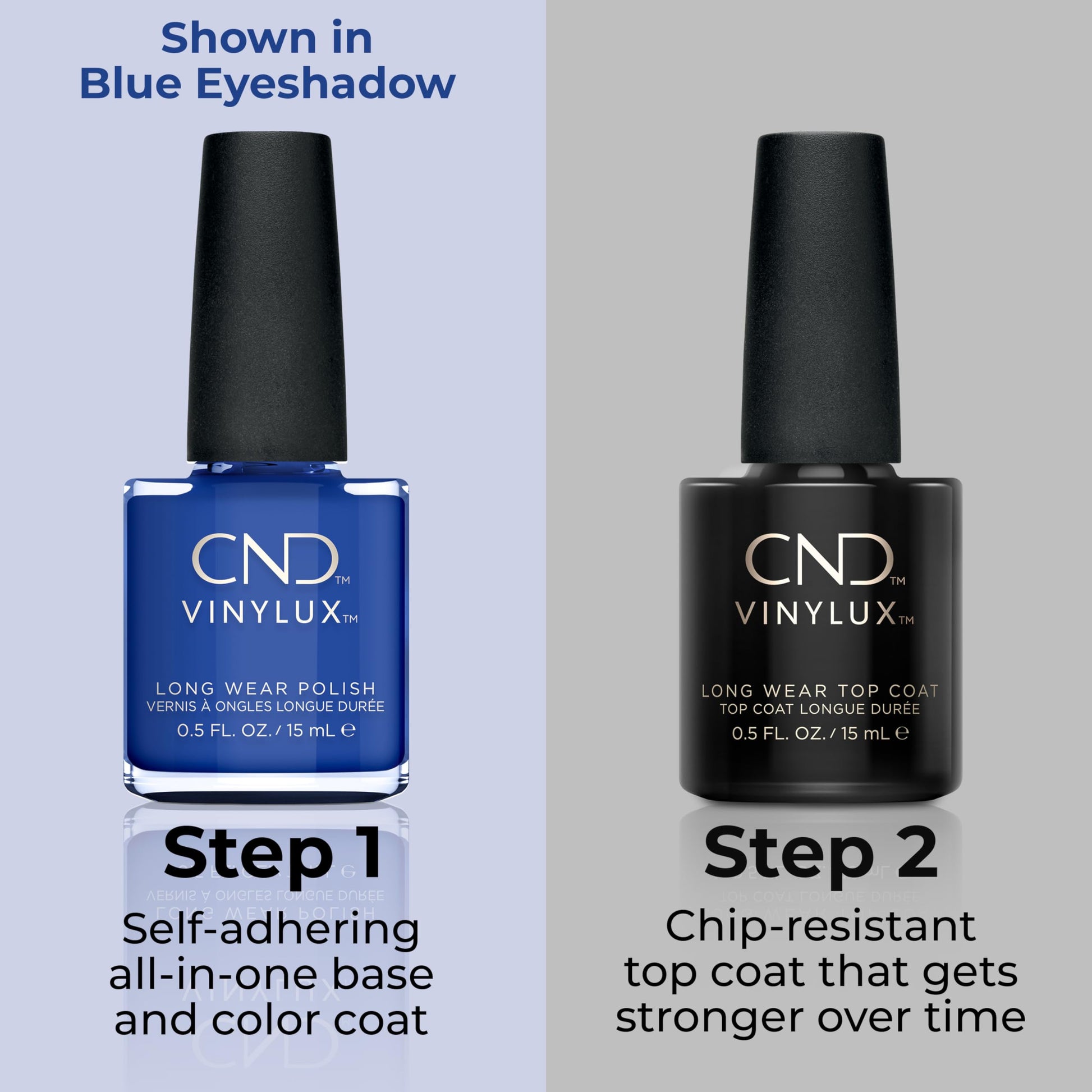 Gray CND Vinylux Longwear Blue Nail Polish, Gel-like Shine & Chip Resistant Color, 0.5 Fl Oz