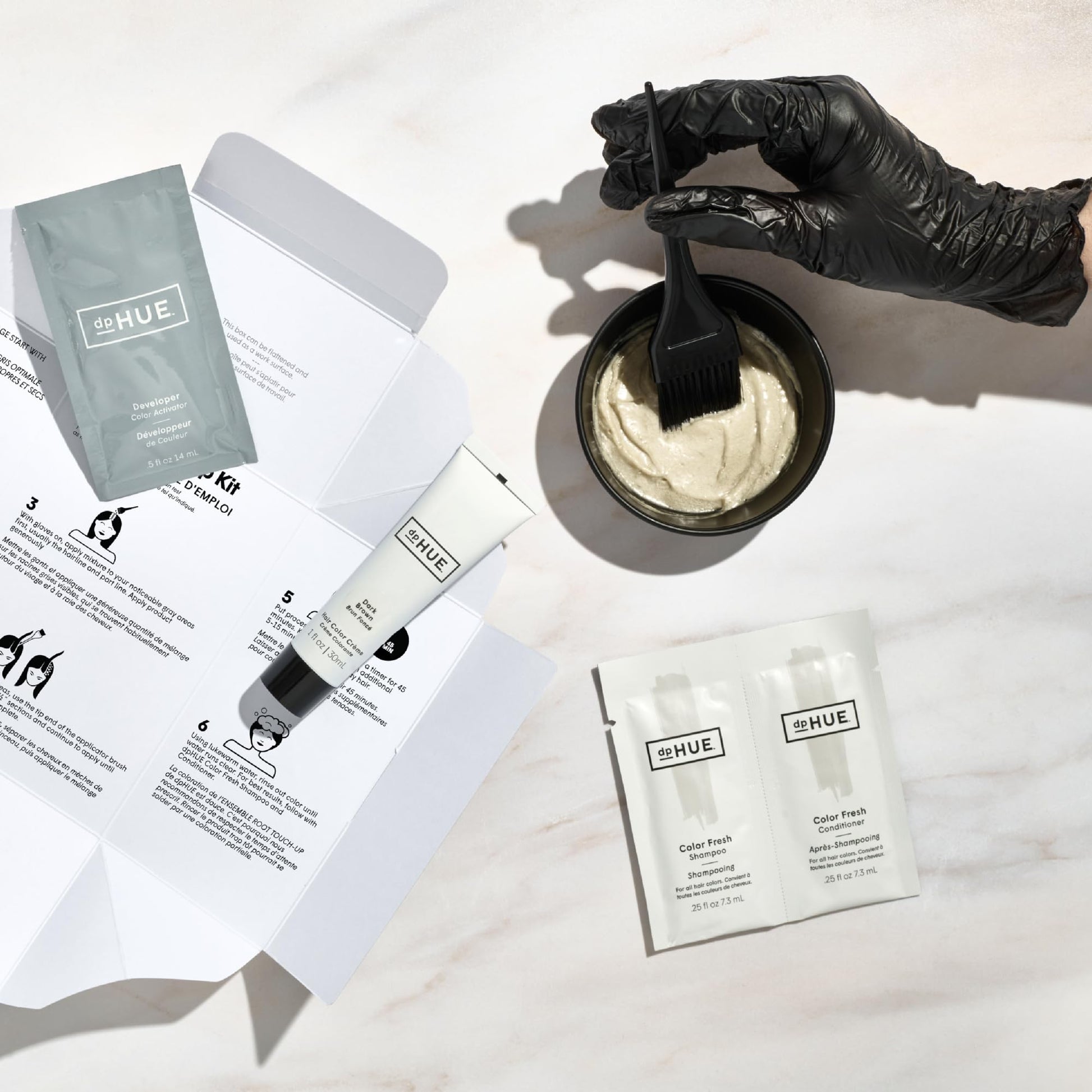 Light Gray dpHUE Root Touch-Up Kit, Dark Brown - Permanent Hair Color for Gray Coverage - Includes Two Applications - Paraben, SLS & SLES Sulfate Free - Leaping Bunny Certified