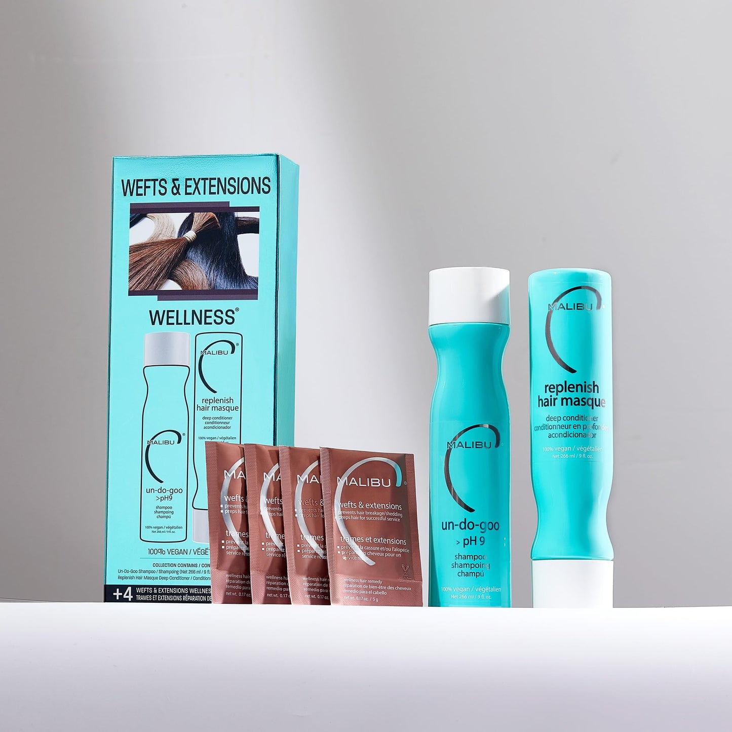 Gray Malibu C Wefts and Extensions Wellness Hair Collection - Hair Care for Extensions and Wefts Maintenance - Helps Reduces Breakage & Shedding - Maintains Natural-Looking Connections