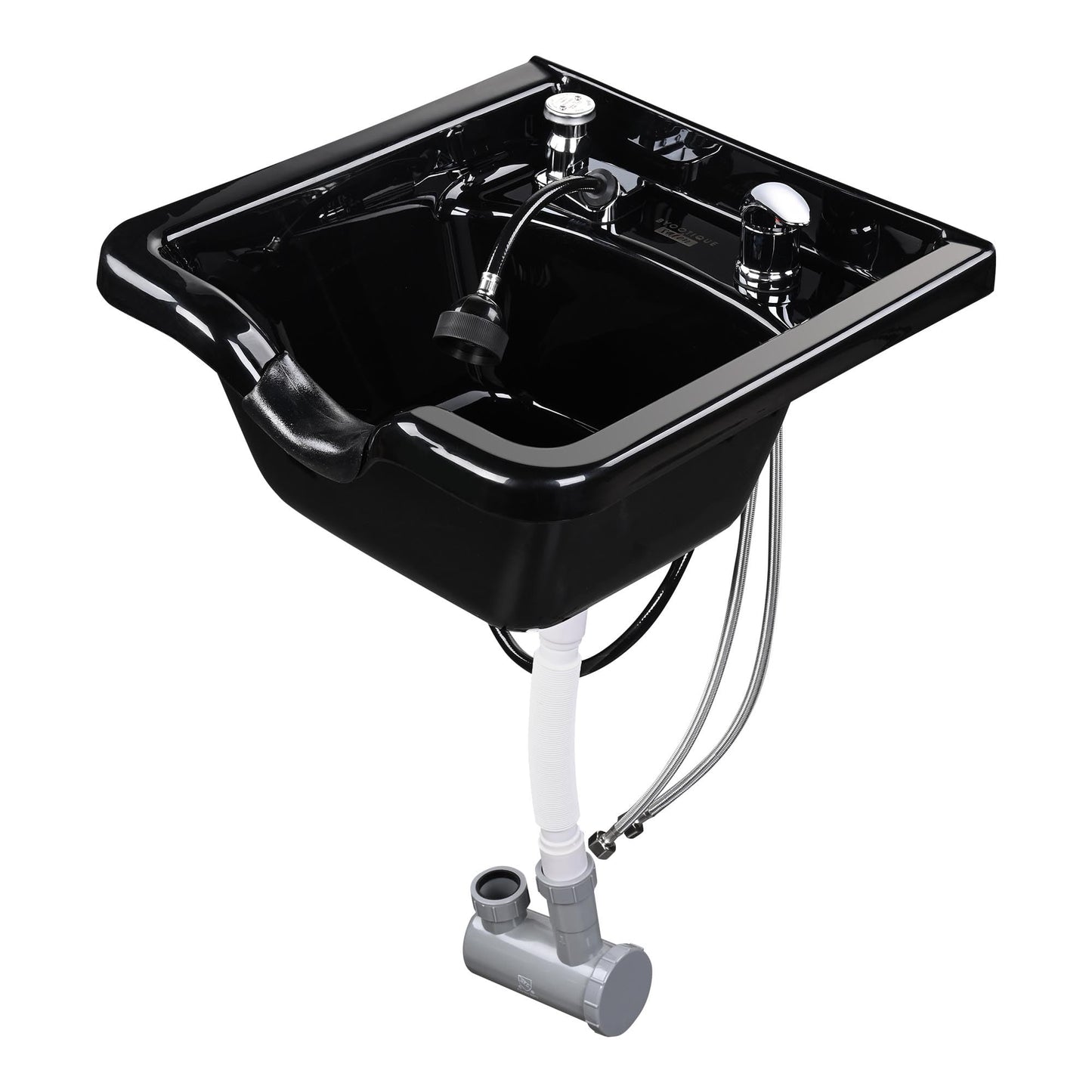 White Smoke BYOOTIQUE Shampoo Bowl Hair Sink with Gel Neck Rest Hair Trap CUPC Vacuum Breaker Barber Salon Spa Mounting Ability for Home Barbershop