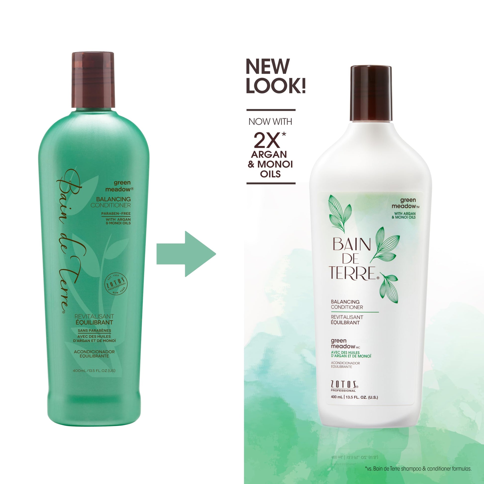 White Smoke Bain de Terre Green Meadow Balancing Conditioner, Gentle Moisture Balance for Soft, Silky & Bouncy Hair with Argan & Monoi Oils, Paraben-free, Color-Safe, Vegan, 13.5 Fl Oz
