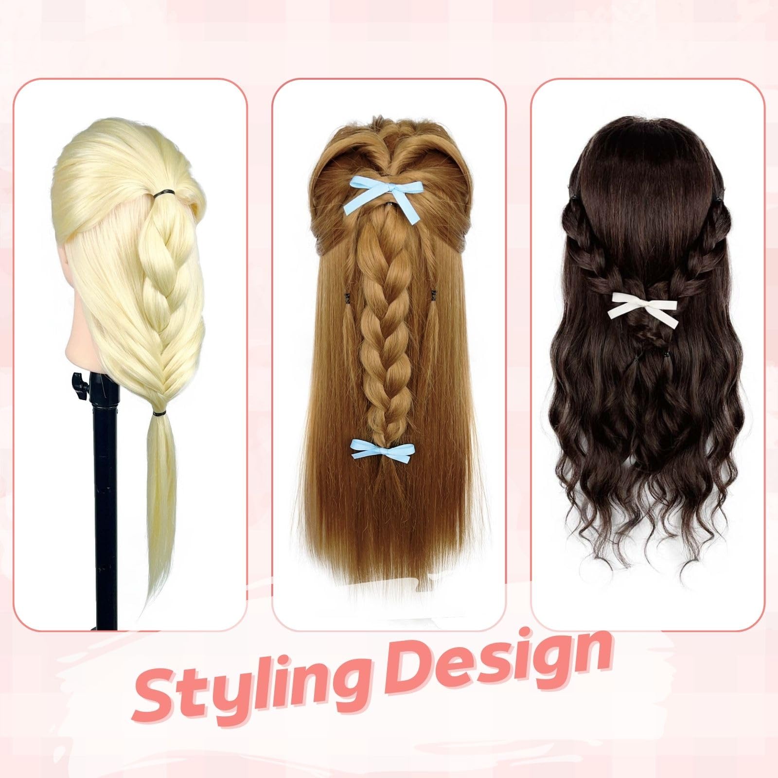 White Smoke MQHIHI Mannequin Head Human Hair, 80% Real Hair Cosmetology Manikin Head for Practice Braiding Hairstyling Cutting with Free Clamp Holder and Tools (Light Brown)