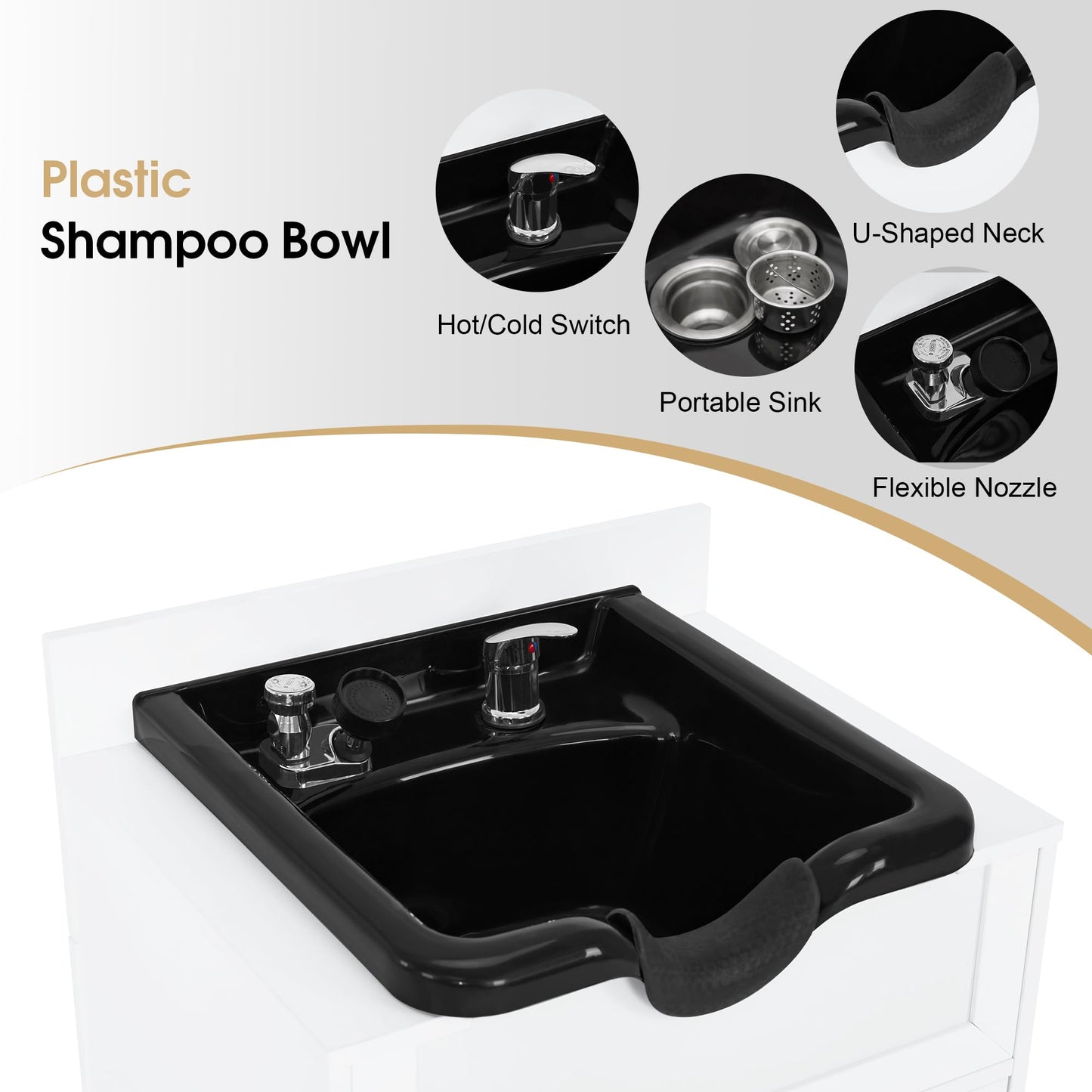 White Smoke BarberPub Barber Storage Shampoo Station, Spa Textured Embossed Cabinet with Shampoo bowl & Drawers, Hair Salon Sink Backwash Equipment 7131 (White)