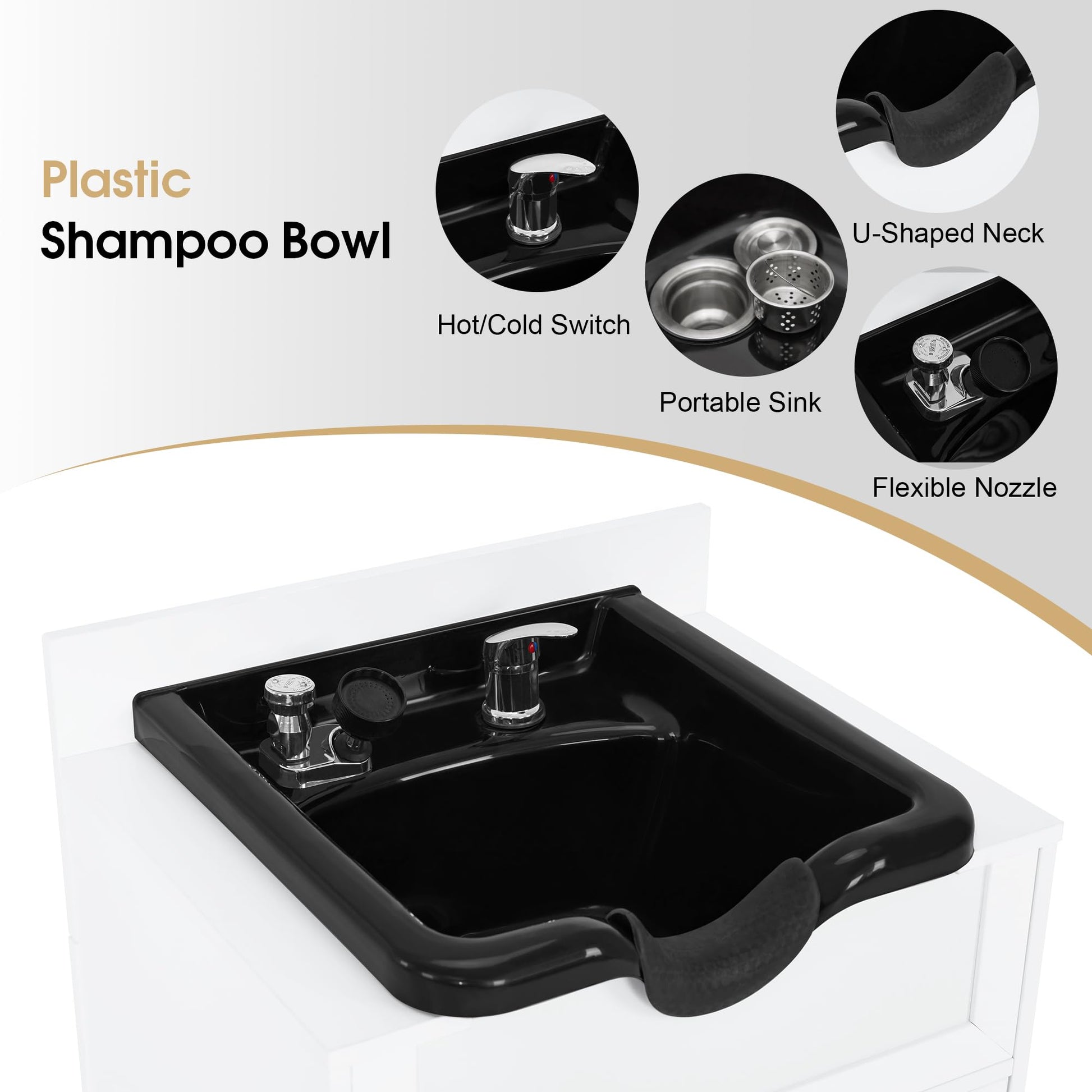White Smoke BarberPub Barber Storage Shampoo Station, Spa Textured Embossed Cabinet with Shampoo bowl & Drawers, Hair Salon Sink Backwash Equipment 7131 (White)