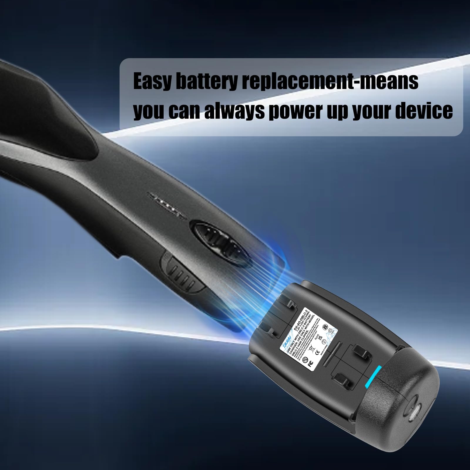 Dark Slate Gray DBLC-2 Battery Replacement for Andis Supra ZR II & Pulse ZR II 5-Speed Cordless Clippers -Compatible with 79025 79170 79005 561458 Models-Upgraded long-lasting li-ion(3.5H Use) Fits Original Charger