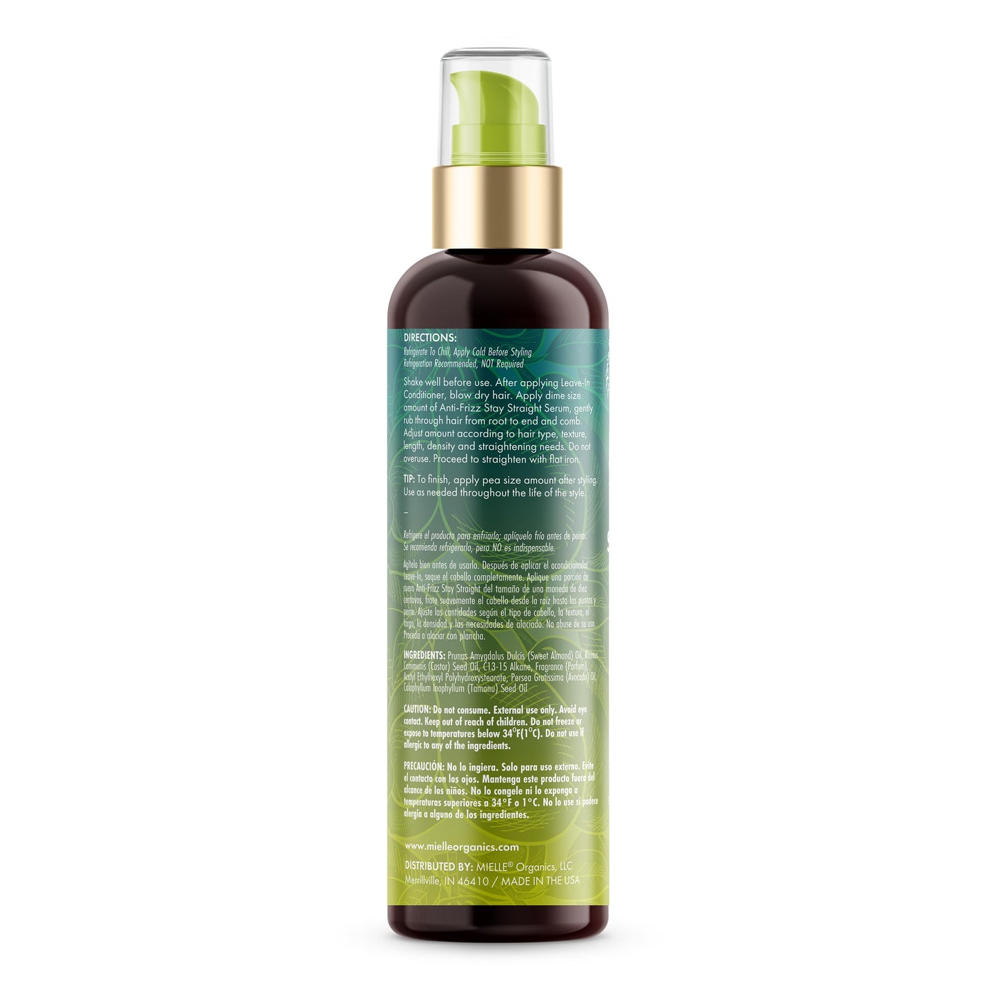 White Smoke Mielle Organics Avocado & Tamanu Anti-Frizz Hair Serum - Stay Straight Smoothing Treatment & Heat Protectant for Textured Strands - Humidity Shield, Shine Enhancer for Lasting Straight Hair Looks, 6oz