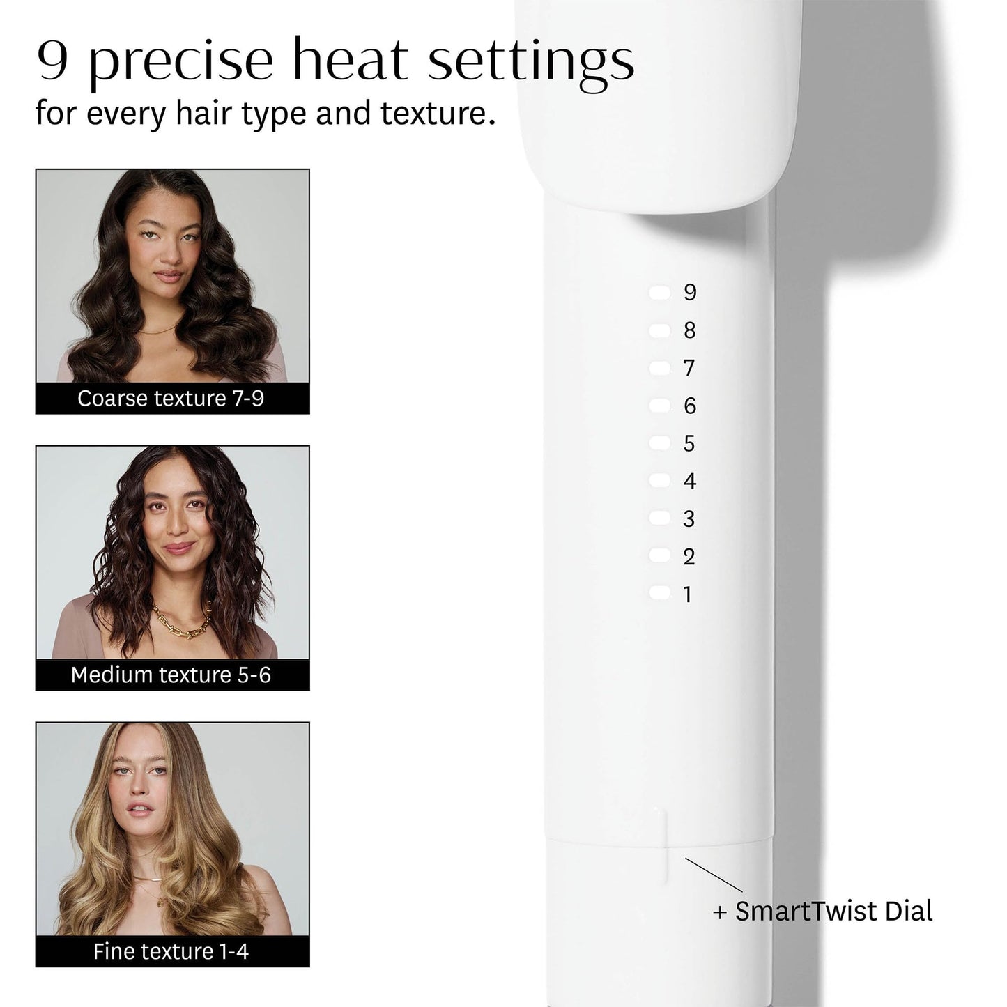 White Smoke T3 SinglePass Curl X Extra-Long Barrel 1", 1.25", 1.5" Curling Iron with 9 Heat Settings and Ceramic Barrel for Fast Styling and Lasting Results on All Hair Types