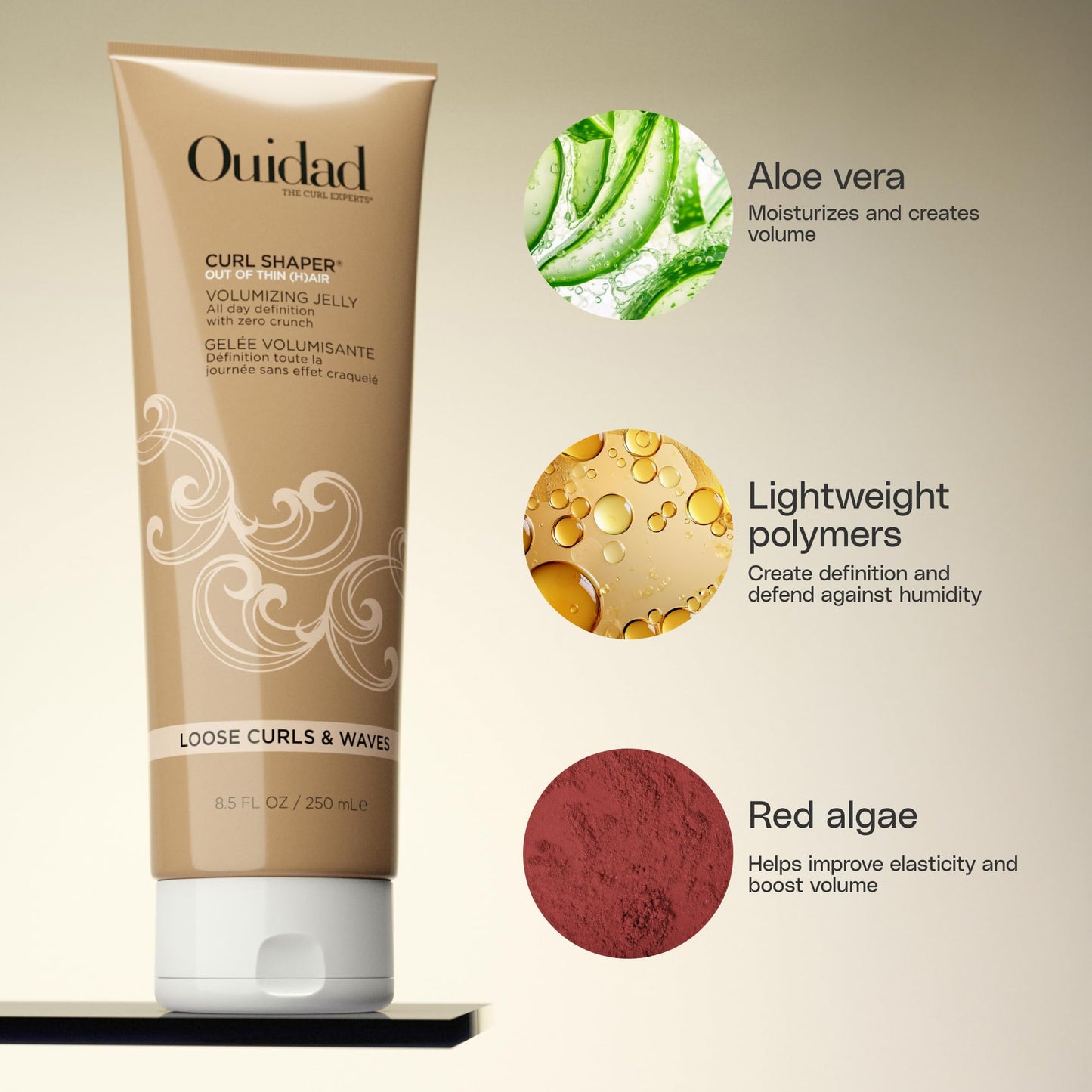 Seashell OUIDAD Curl Shaper - Out Of Thin (H) air Volumizing Jelly, 8.5 oz.