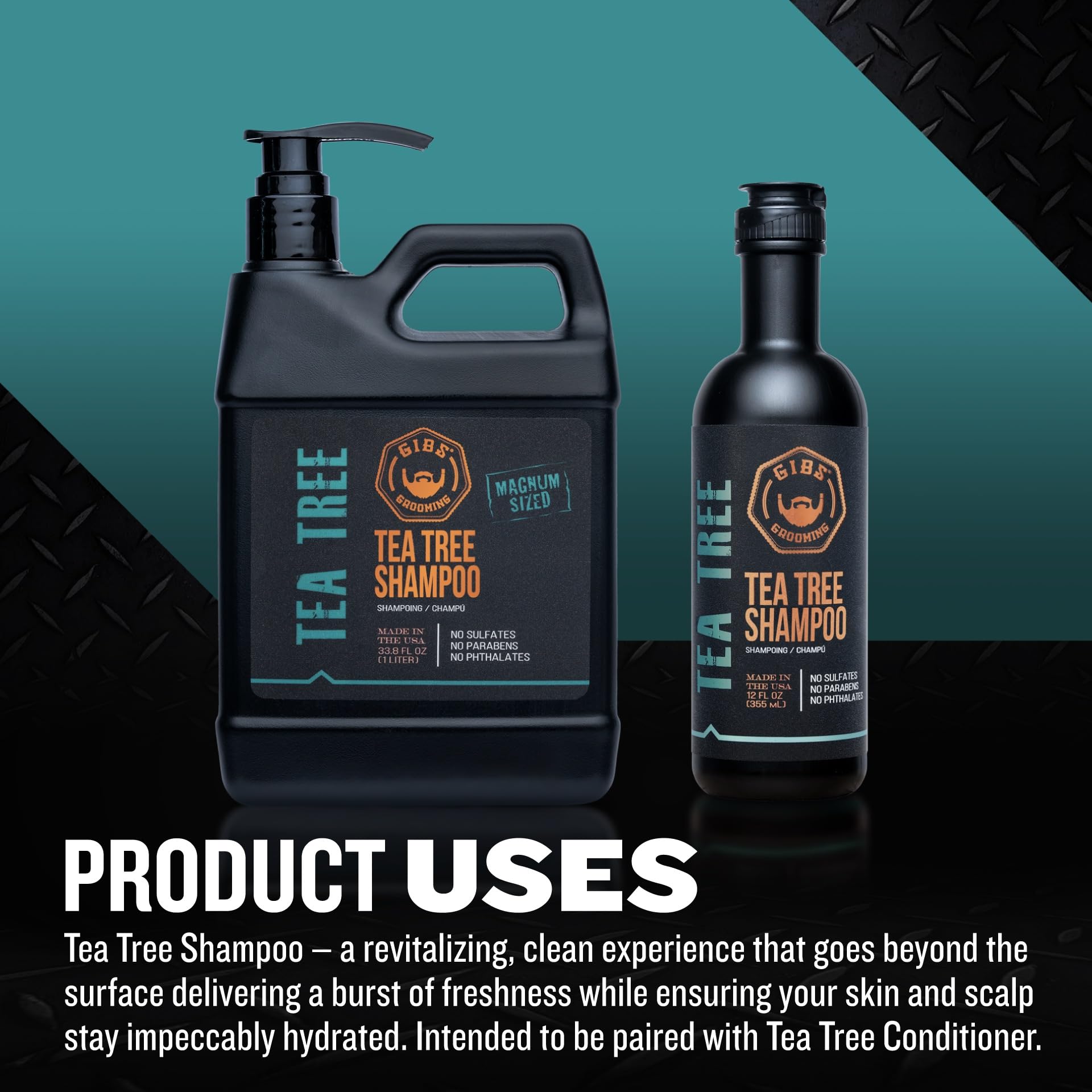 Black Gibs Grooming Tea Tree Shampoo and Conditioner Combo Box
