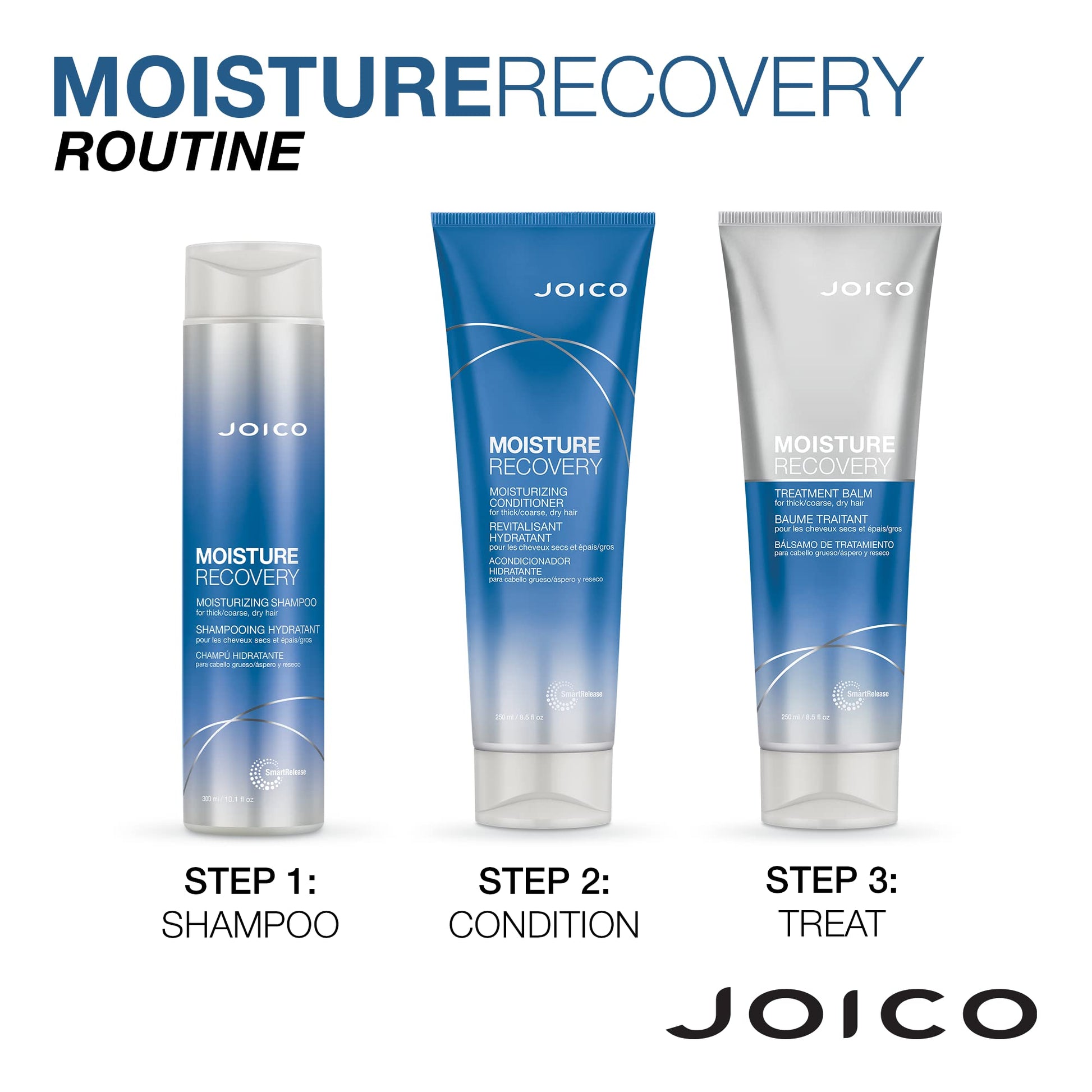 White Smoke Joico Moisture Recovery Moisturizing Shampoo & Conditioner Set | Replenish Loss Moisture | For Thick & Coarse & Dry Hair