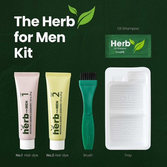 Black Herb For Men Mustache & Beard Dye (Nature Black, 1 Pack), PPD-Free Ammonia-Free, Vegan with Natural Ingredients, Gentle for Sensitive Skin, No Skin Irritation