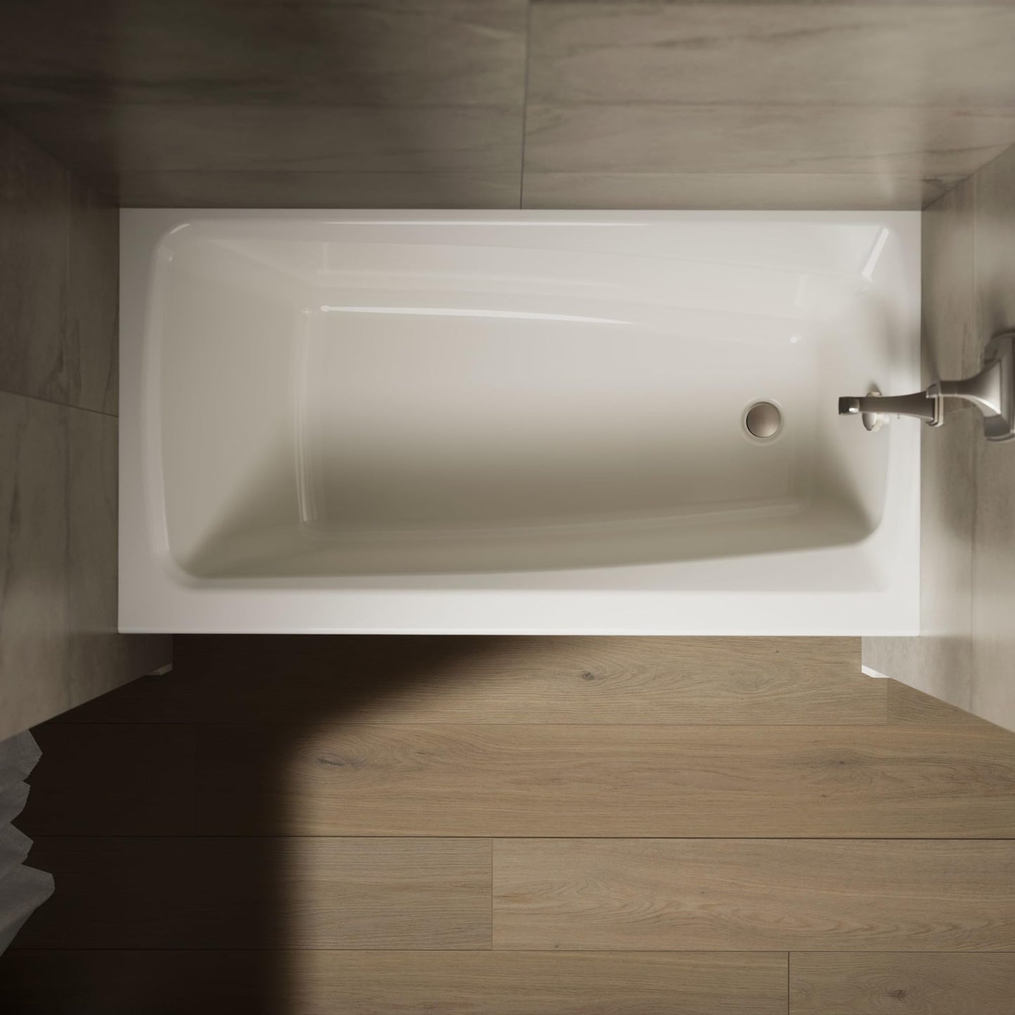 Dim Gray Kohler K-26071-RA Irvine 60" x 32" Alcove Bath with Right Hand Drain - White