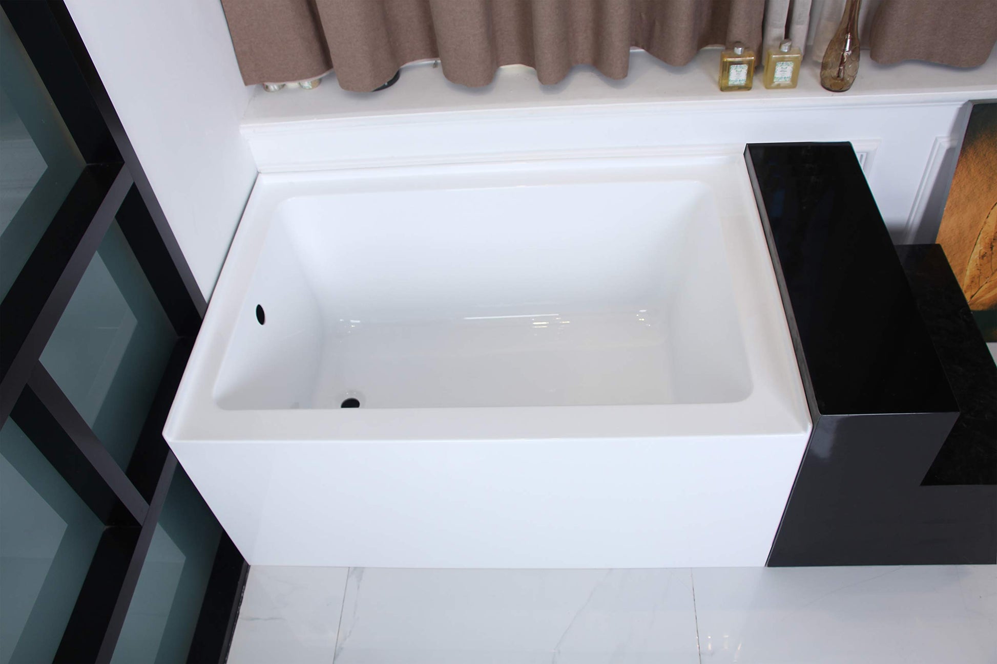 Light Gray Kingston Brass Aqua Eden VTDE483222L Ambry 48-Inch Acrylic Alcove Tub with Left Hand Drain Hole, White