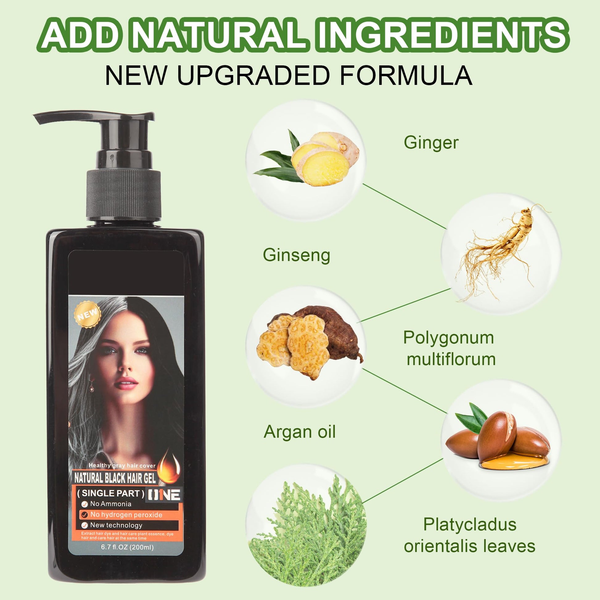 Beige Black Hair Dye Gel, 3 IN 1 Gentle for Women & Men,Black Hair dye Complete Gray Coverage,contains Various Plant Extracts, Hair Color Gel No Ammonia & Peroxide, 200ml