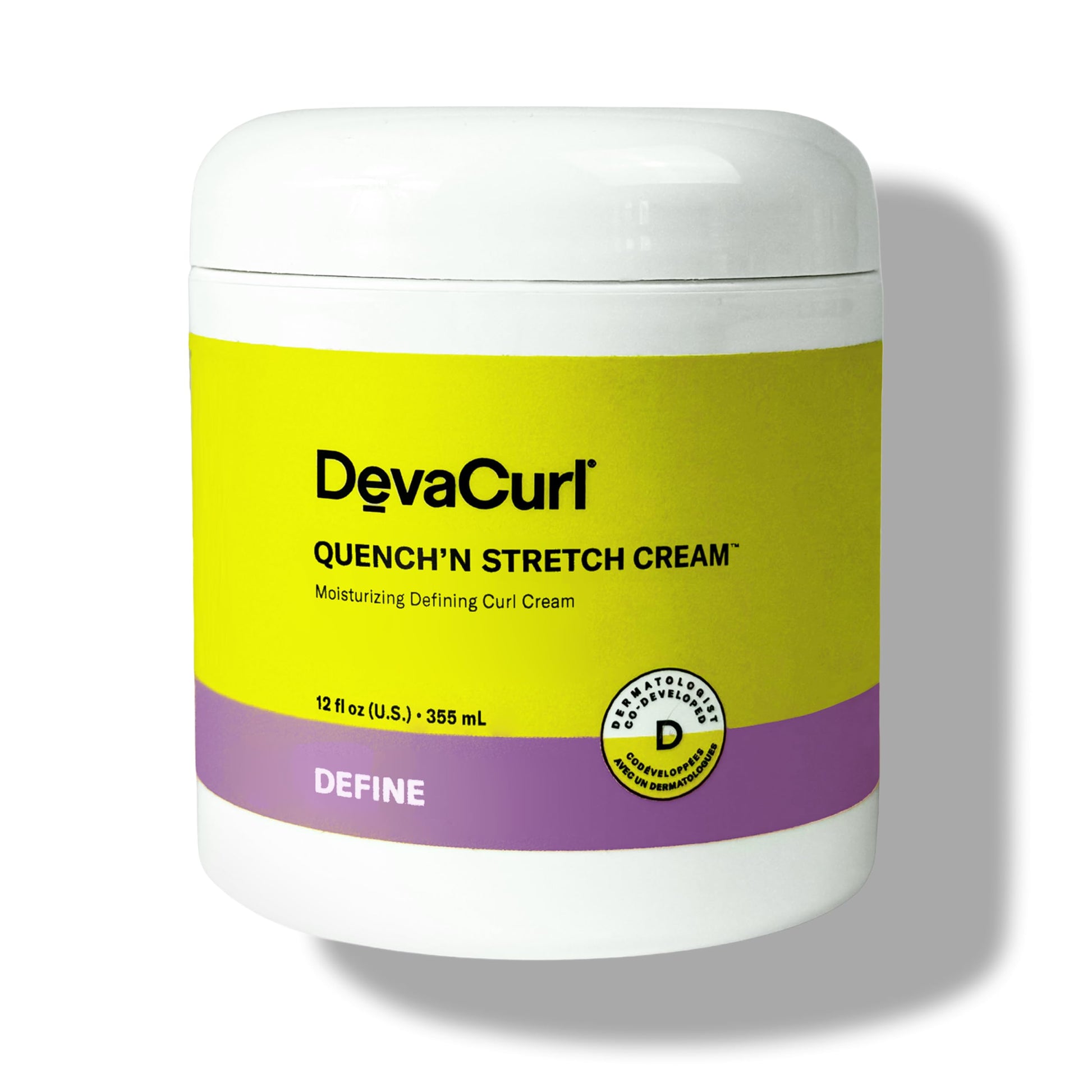 White Smoke DevaCurl Quench'n Stretch Cream Mositurizing Defining Curl Cream, 12 oz | Improves Curl Definition | Non-Crunchy | Non-Stiff
