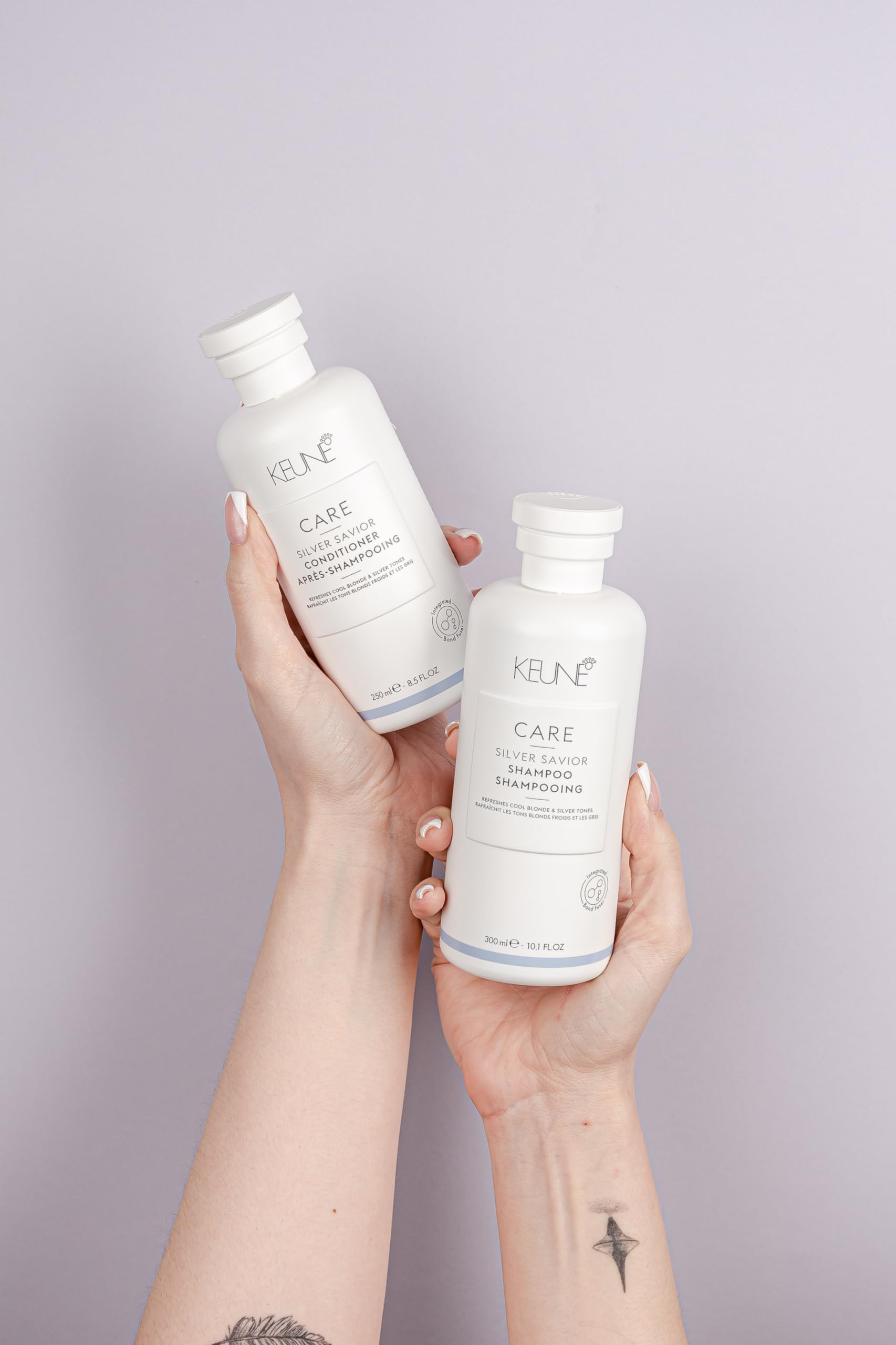 Light Gray KEUNE Care Silver Savior Shampoo, Toning & Brightening Cleanser for Blonde & Grey Hair, 10.1 Fl Oz