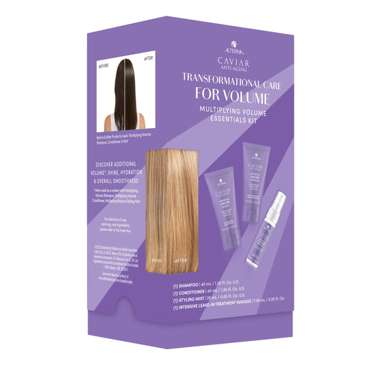 Medium Purple Alterna Haircare CAVIAR Anti-Aging Multiplying Volume Travel Kit - Shampoo, Conditioner, Styling Mist | For Fine, Thin Hair | Light Hold | Sulfate Free