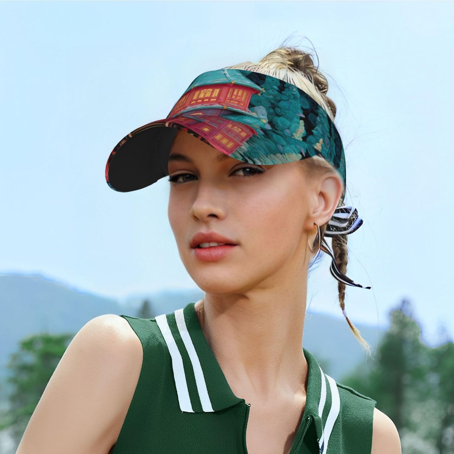 Pale Turquoise Enchanted Alcove Adult Sunscreen Visor Cap Sweat Absorption, Suitable for Four Seasons and Various Sports Black
