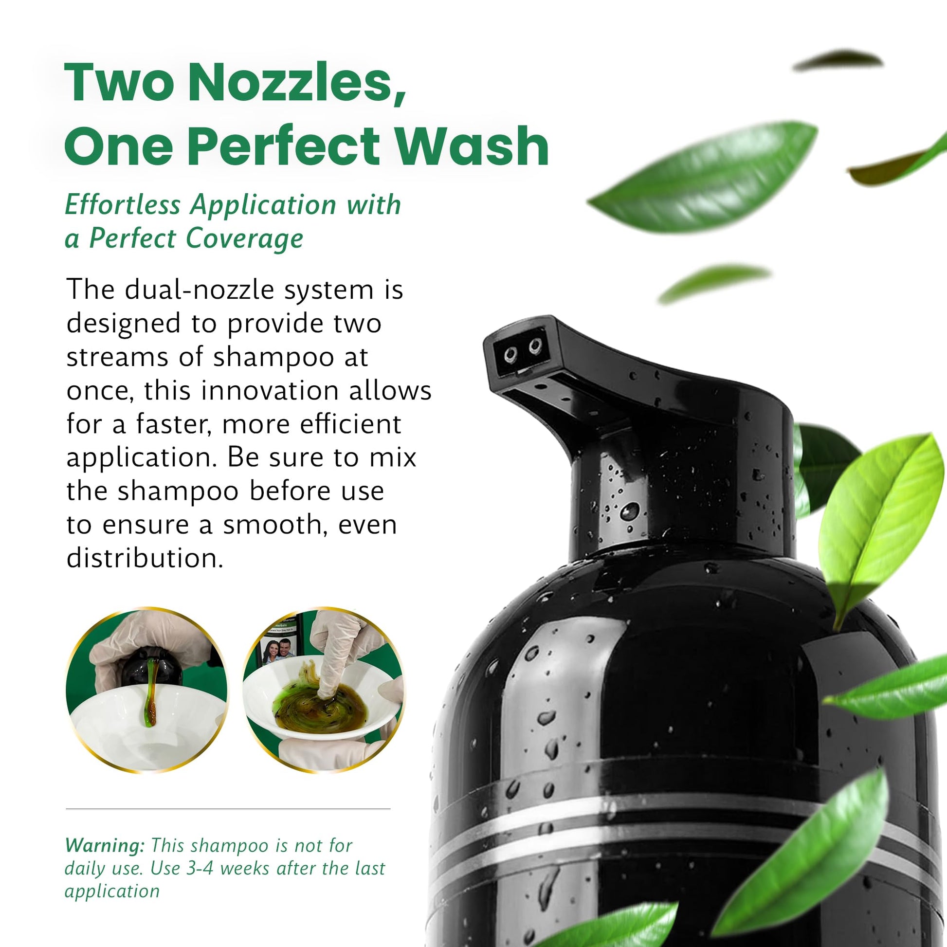 White Smoke BIOGREEN ROOTS Ammonia-Free & Paraben Free Herbal Hair Shampoo - Hair Dye Shampoo for Women & Men - Natural Color & Herbal Nourishment - No Stain on Skin - Natural Black (400 ml)