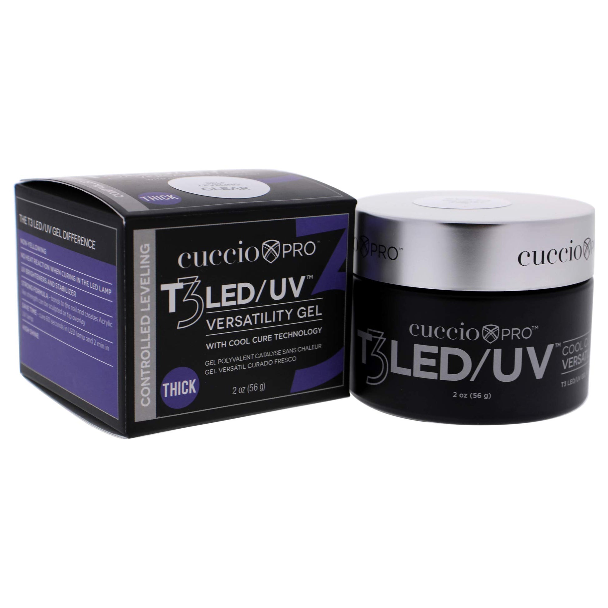 White Smoke Cuccio Pro T3 LED/UV Cool Cure Versatility Gel - Controlled Levelling - Incredibly Flexible - Strong Adhesion - Thick Viscosity - Fast Application - Quick Cure - Clear - 2 Oz Nail Gel