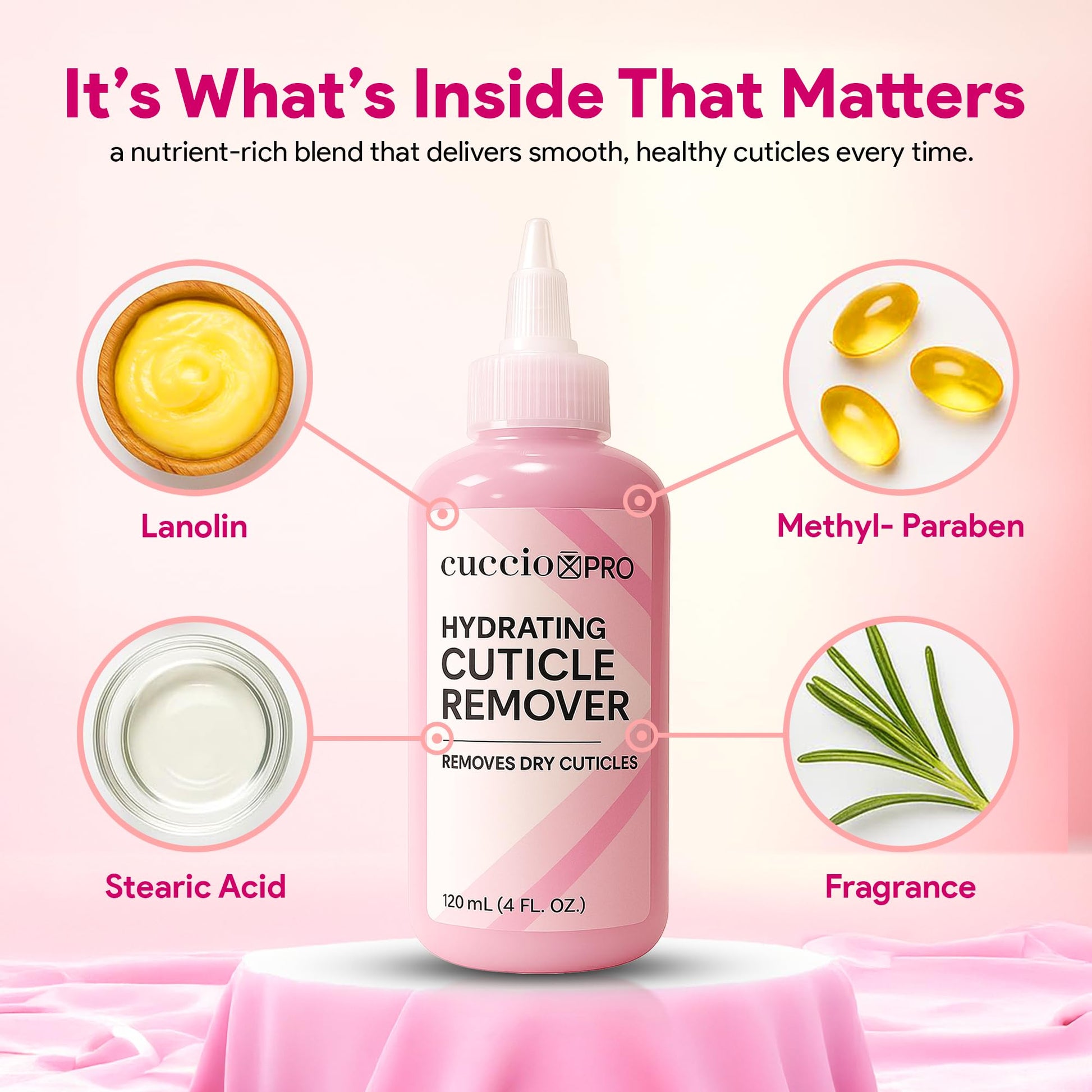 Misty Rose Cuccio Pro Hydrating Cuticle Remover 4 fl oz – Professional Fast-Acting Cuticle Softener & Remover for Dry, Rough Cuticles, Moisturizing Lanolin-Infused Formula for Healthy Nails