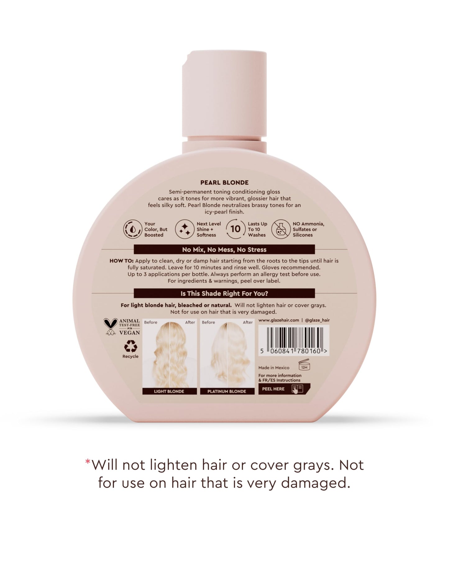White Smoke Glaze Supergloss Color Conditioning Gloss – Hydrating Semi-Permanent Color Hair Gloss & Shine Boost – Color Depositing Mask - Vegan, Cruelty-Free – 6.4 Fl Oz - Vanilla Lights - Cool Blue Toner