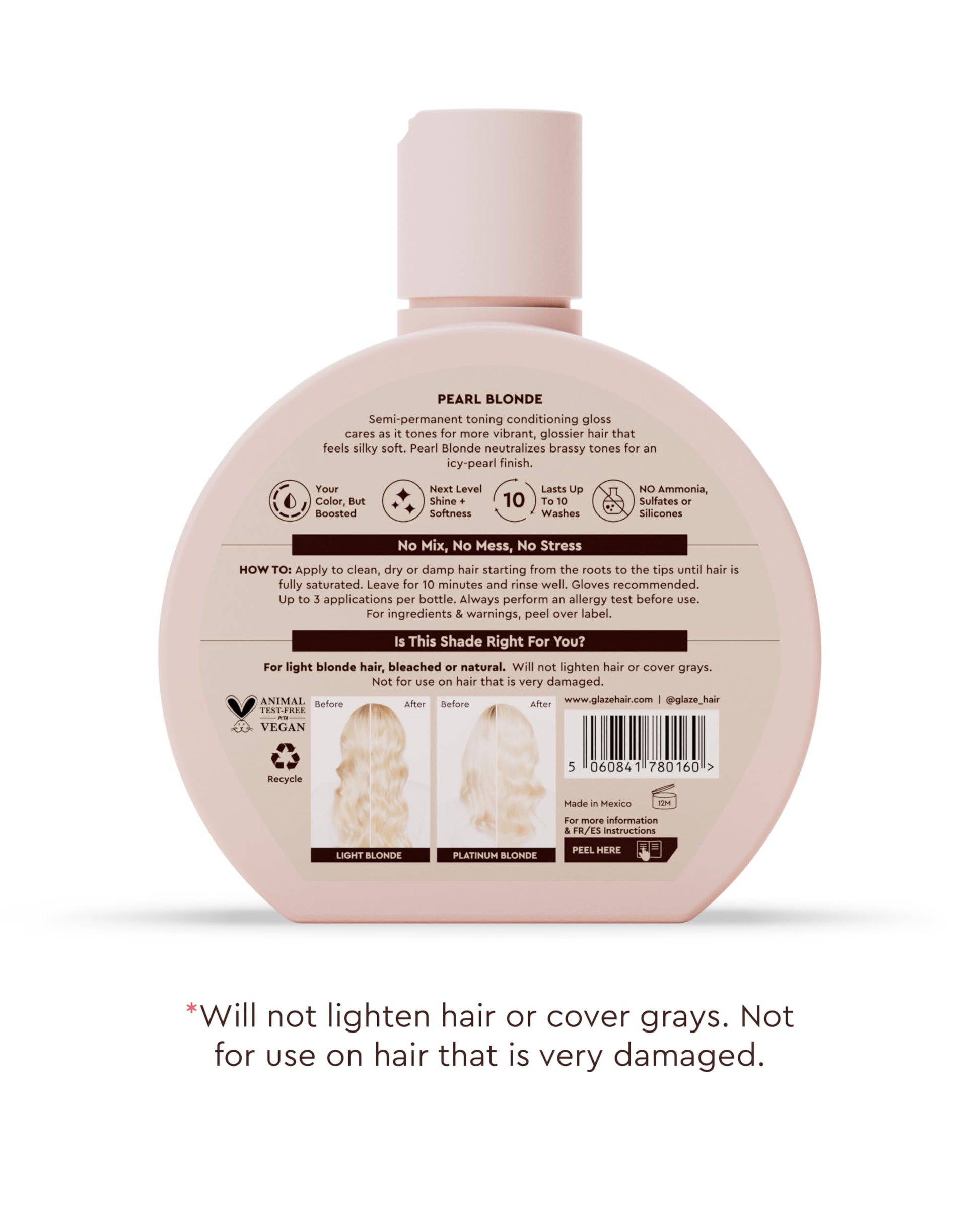 White Smoke Glaze Supergloss Color Conditioning Gloss – Hydrating Semi-Permanent Color Hair Gloss & Shine Boost – Color Depositing Mask - Vegan, Cruelty-Free – 6.4 Fl Oz - Vanilla Lights - Cool Blue Toner