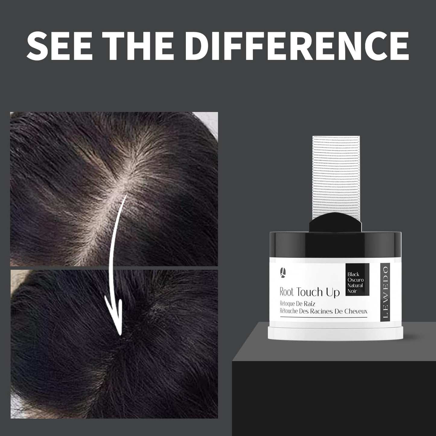 Dark Slate Gray LEWEDO Hairline Powder 24H Stain-Proof, Root Touch Up Hair Color for Gray Coverage,Bald Spot Concealing Hair Shadow Powder for Women & Men,Natural-Looking (Dark Brown)