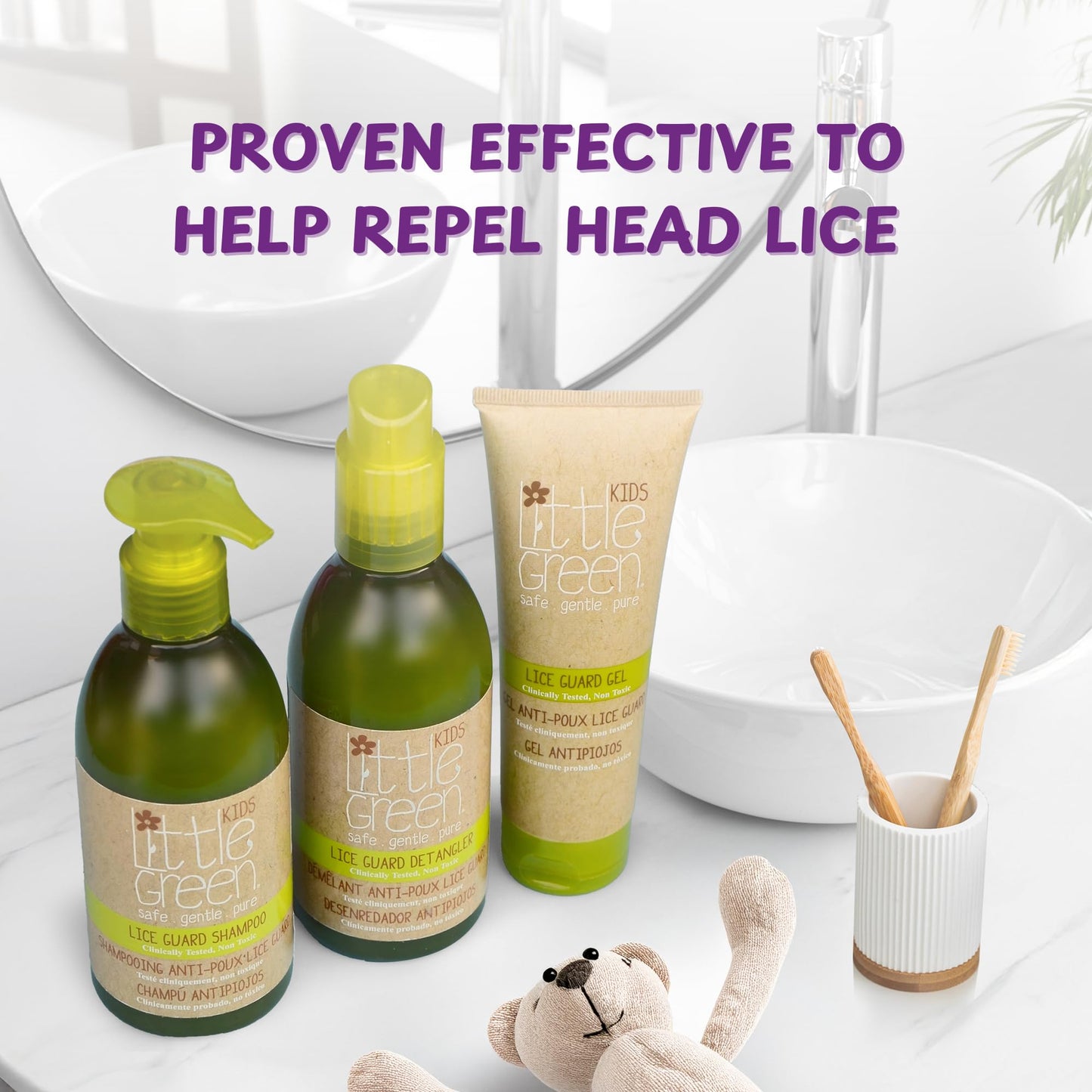 Lavender Little Green Kids Lice Guard Hair Styling Gel, Hair Styling Cream for Kids, Lice Prevention Cream, Contains Tea Tree Oil, 4.2oz