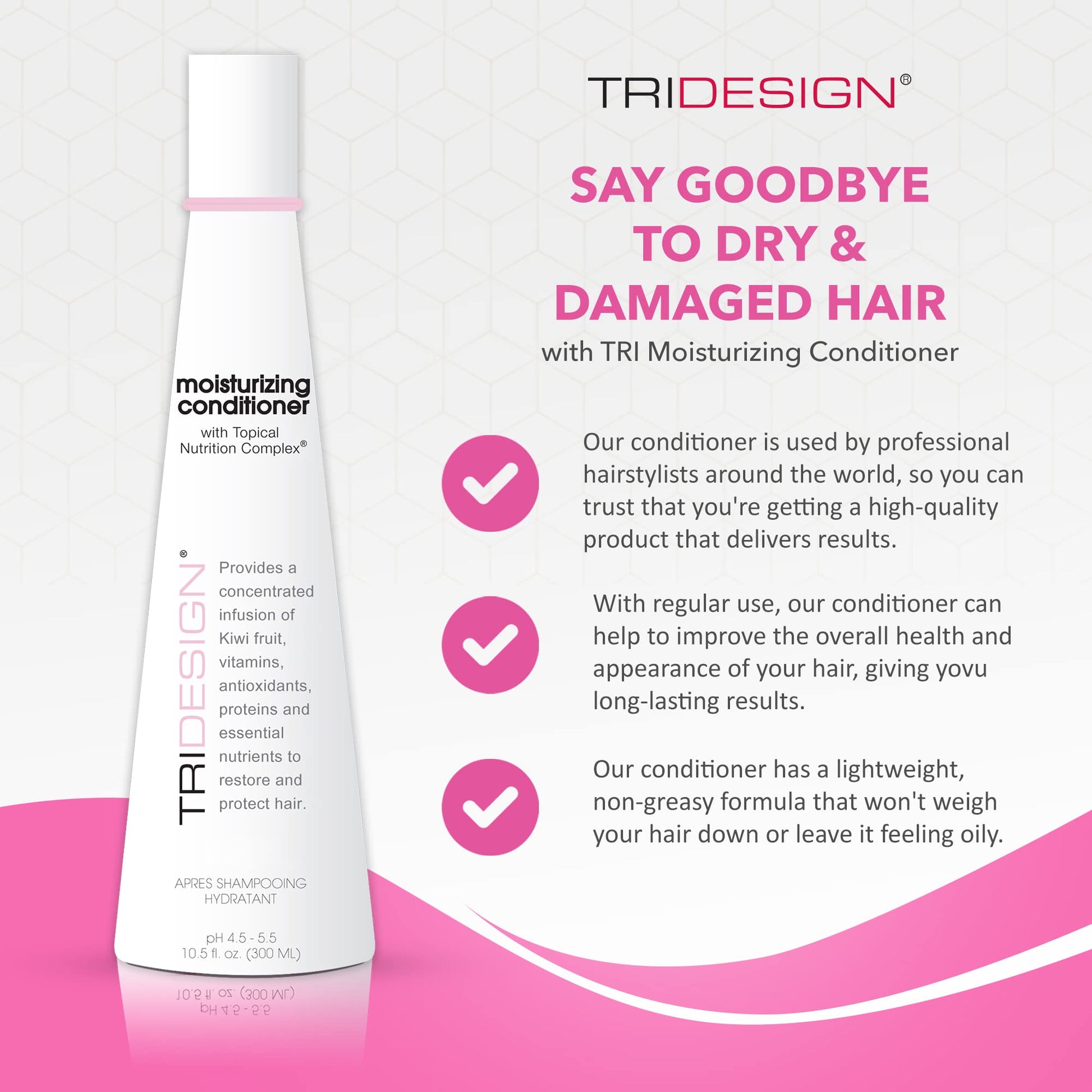 Lavender TRIDESIGN TRI Moisturizing Conditioner - Hydrating Dry & Damaged Hair, Infused Wheat Protein to Protect, Repair & Restores Moisture to Curly, Straight, Wavy Treated Hair - 10.5 Fluid Ounce
